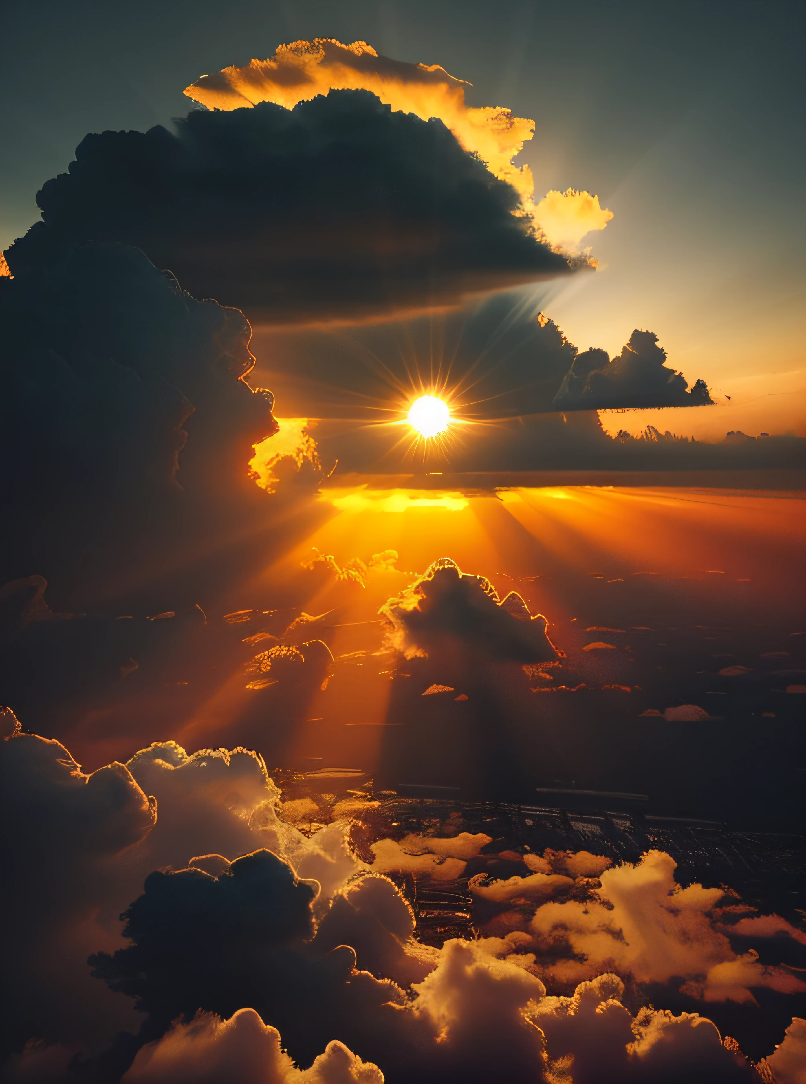 Nahaufnahme einer Wolke mit Sonnenuntergang im Hintergrund, Sonnenuntergang in den Wolken, Sun through majestic clouds, Cloudy sunset, Goldene Wolken, Atemberaubende Wolken, nice cloudy atmosphere, Glowing clouds, Magnificent clouds, majestic clouds, Erstaunlicher Himmel, Sonnenuntergang Wolken, Sonne, die durch die Wolken scheint, Atemberaubender Sonnenuntergang, Himmlische Wolken, Dramatischer Sonnenuntergang, Dramatically cloudy setting sun