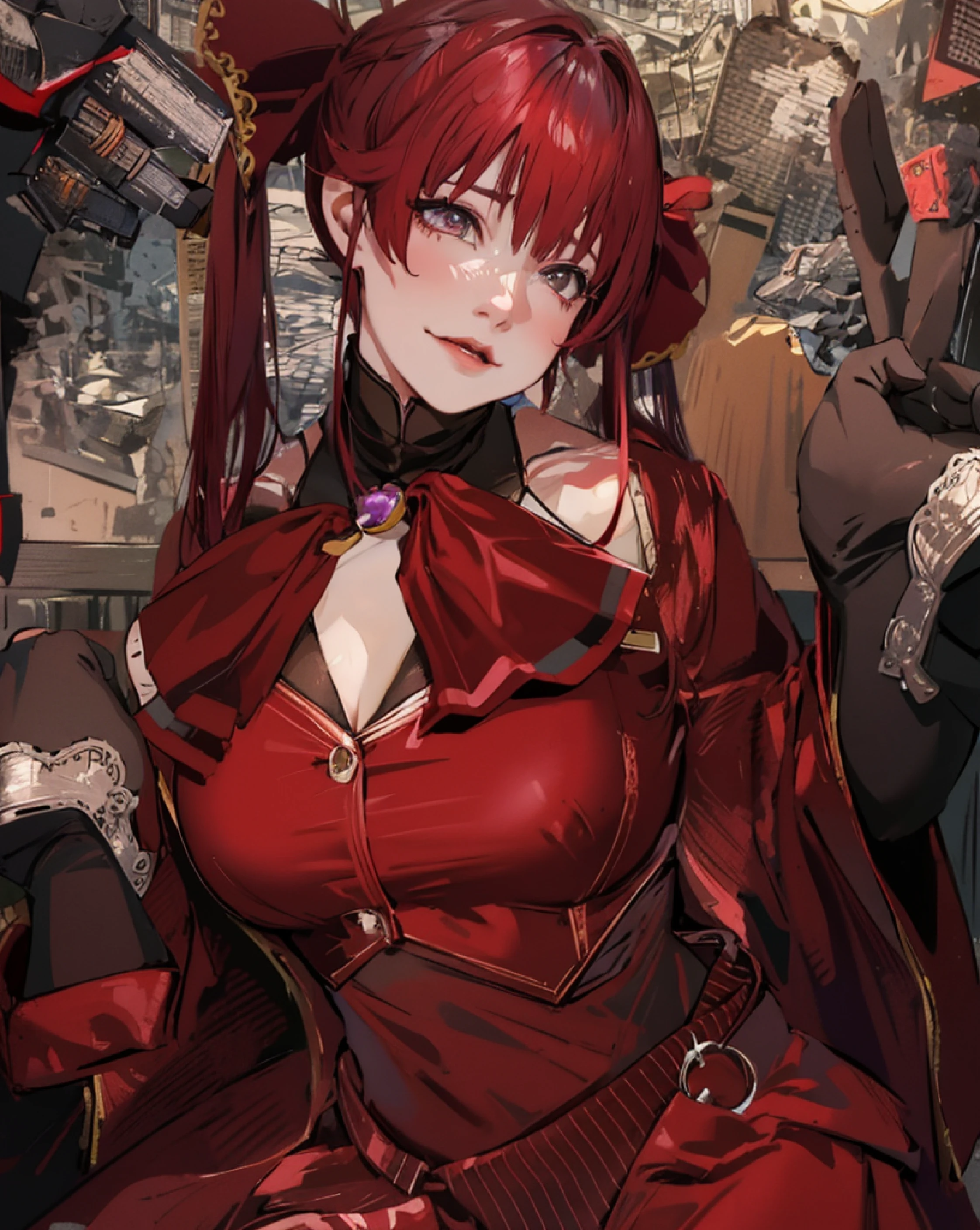 araffe dressed in a red dress and black outfit posing for a picture, anime girl cosplay, rias gremory, anime cosplay, rin, ayaka genshin impact, Houshou Marine cosplay, cosplay, cosplay photo, Houshou Marine from Ho****ve japan,