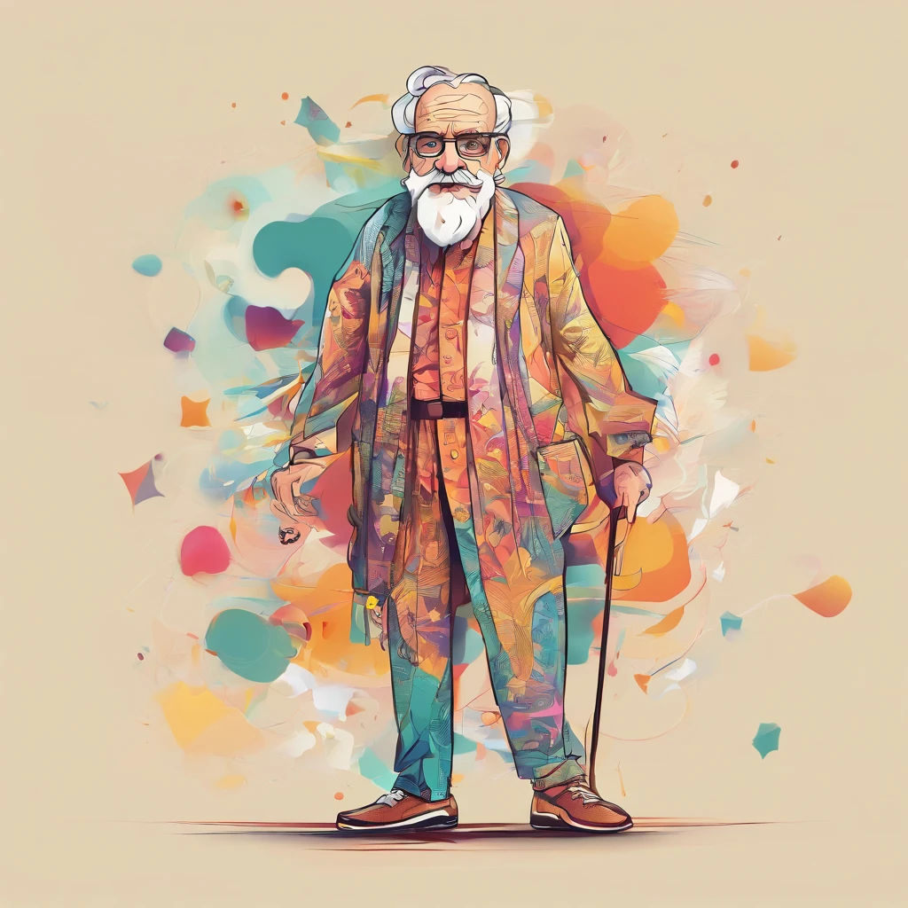 A full body view of old Man, He is Influencer, confidential posture, HD rendering, 8k resolution, highly detailed"