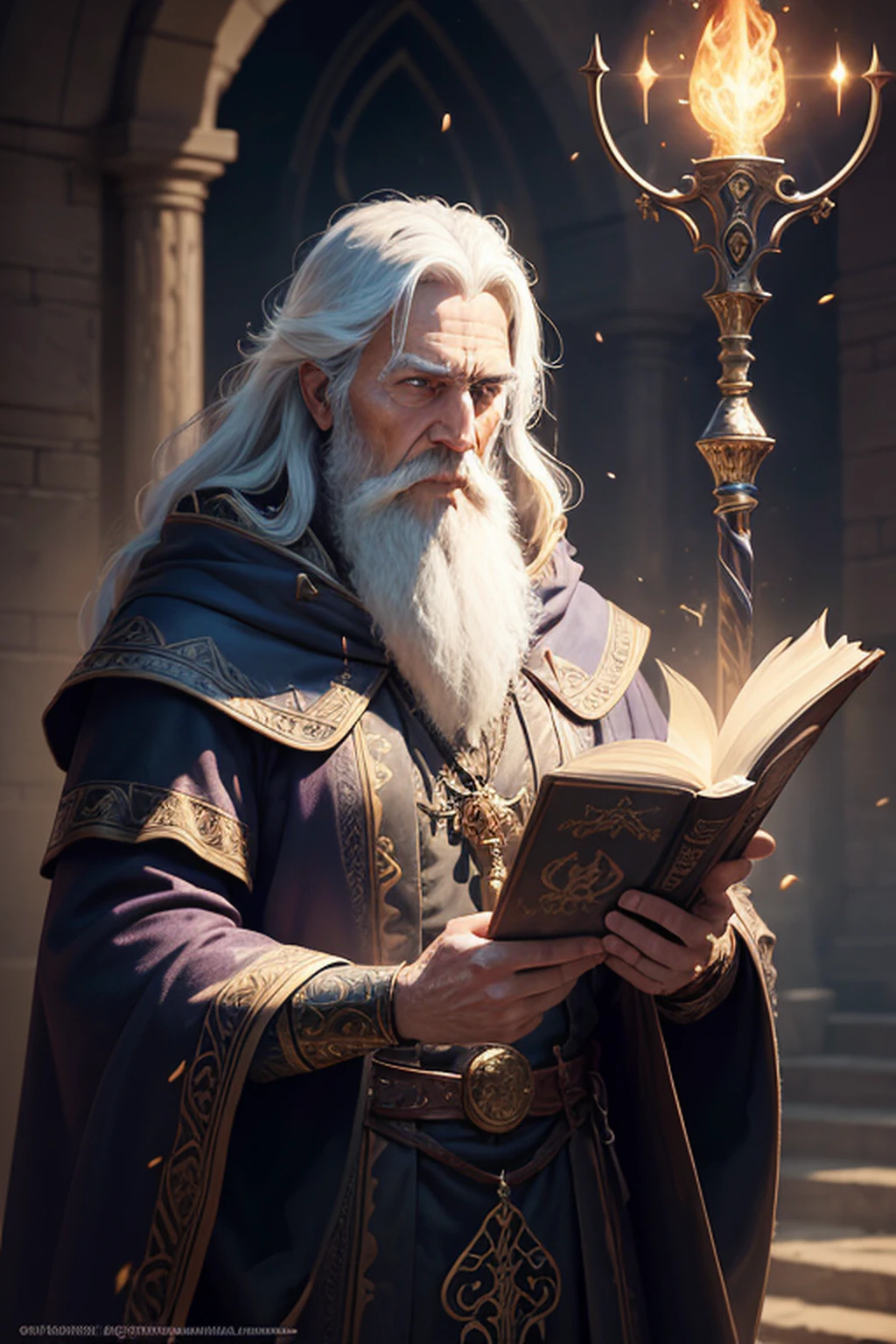 ((Best quality)), ((masterpiece)), ((realistic cartoon)), ((perfect character)):
In this stunning and highly detailed realistic cartoon, we present a mage summoning his enchantments in a mystical world. The mage stands tall, clad in intricate and detailed mage robes, complete with flowing garments and ornate patterns. His face is adorned with a long, white beard, adding to his wise and aged appearance.
With a majestic staff in hand, the mage channels the power of magic, conjuring dazzling rays and ethereal energies. The scene is set in a thematically rich environment, filled with magical artifacts, ancient tomes, and mystical symbols that enhance the ambiance. The lighting, crafted with a cinematic touch, casts a spellbinding glow, emphasizing the magical aura surrounding the mage.
Every element of this masterpiece is carefully designed to create a sense of realism and immersion. The intricacies of the mage's clothing, the mesmerizing effects of his conjurations, and the level of detail in his weathered face all contribute to a captivating visual experience. This artwork is presented in stunning UHD resolution, allowing you to appreciate every nuance and intricacy in breathtaking detail.
Eye level, scenic, masterpiece.