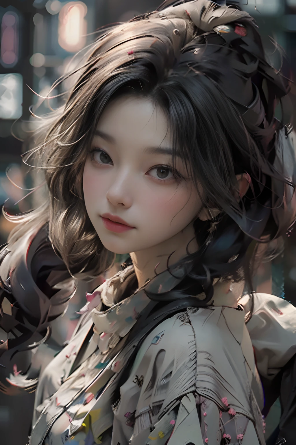 ((Best quality)), ((masterpiece)), (detailed:1.4), 3D, an image of a beautiful cyberpunk female,HDR (High Dynamic Range),Ray Tracing,NVIDIA RTX,Super-Resolution,Unreal 5,Subsurface scattering,PBR Texturing,Post-processing,Anisotropic Filtering,Depth-of-field,Maximum clarity and sharpness,Multi-layered textures,Albedo and Specular maps,Surface shading,Accurate simulation of light-material interaction,Perfect proportions,Octane Render,Two-tone lighting,Wide aperture,Low ISO,White balance,Rule of thirds,8K RAW,