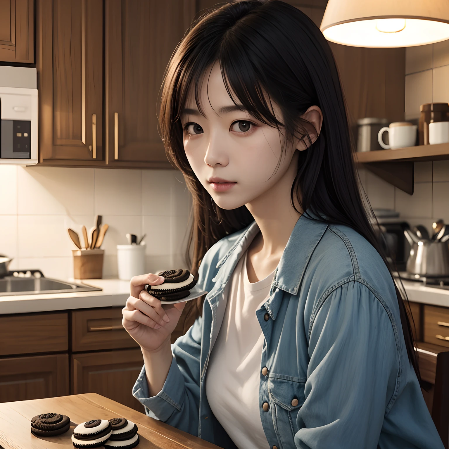 An ultra-high picture quality、realisticlying、Realistic、Oreo cookies dyed red