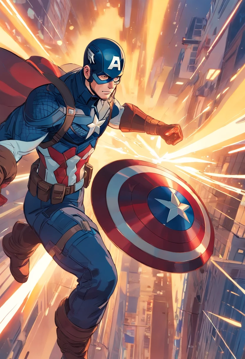 "A detailed illustration of Captain America's shield"