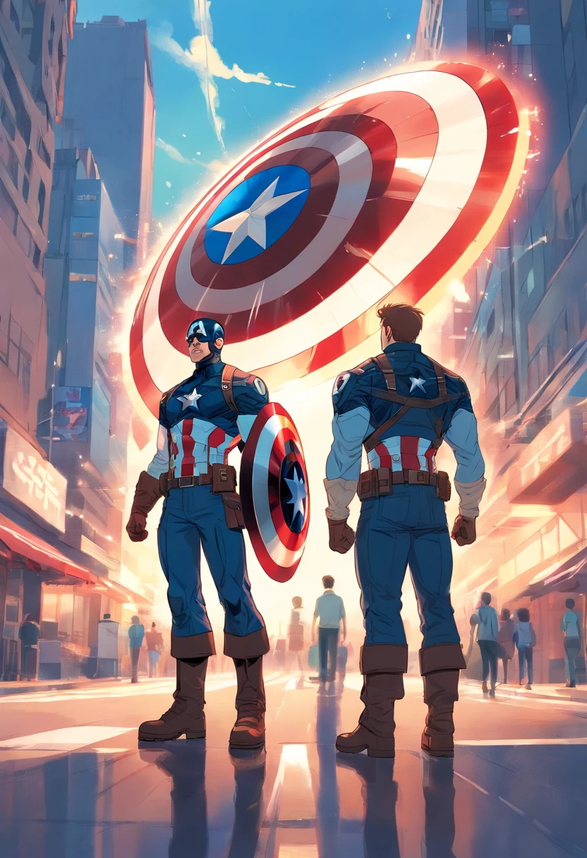 "A detailed illustration of Captain America's shield"