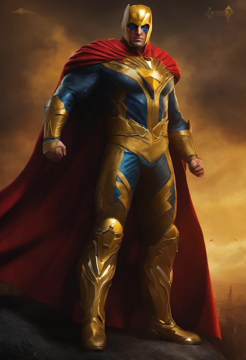 ukraine themed superhero, full body, male