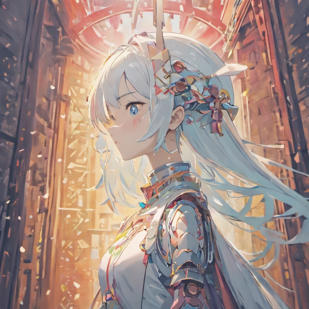 (White background:1.4),(Silhouette of beautiful AI robot girl head, Eyes closed, Colorful long hair, Elements of Kyoto),(japanese illustration:1.3,paper art:1.3, Quilted Paper Art:1.2),( Reasonable design, Clear lines, High Sharpness,Best Quality, Very detailed, masutepiece, Movie Light Effects, 4K )