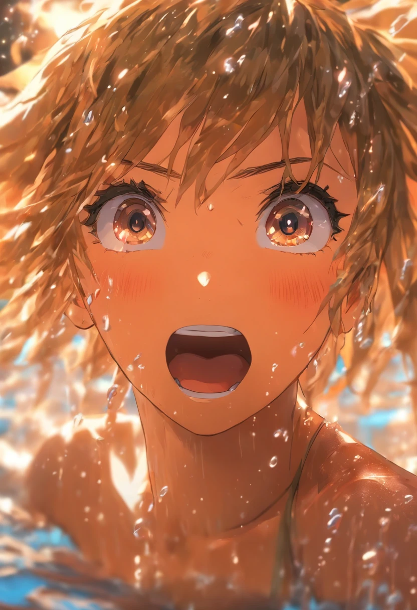 (melhor qualidade,Altas:1.2),ultra-detalhado,Realistic,retrato,fotografia,Beautiful girl,Menina de 12 anos,banho no chuveiro,nu,detalhes da pele,cabelos molhados,dripping water,innocent expression,momento refrescante,stream of water,felicidade,soft lighting,curtindo o chuveiro,vivid colors,tons quentes,Fundo desfocado