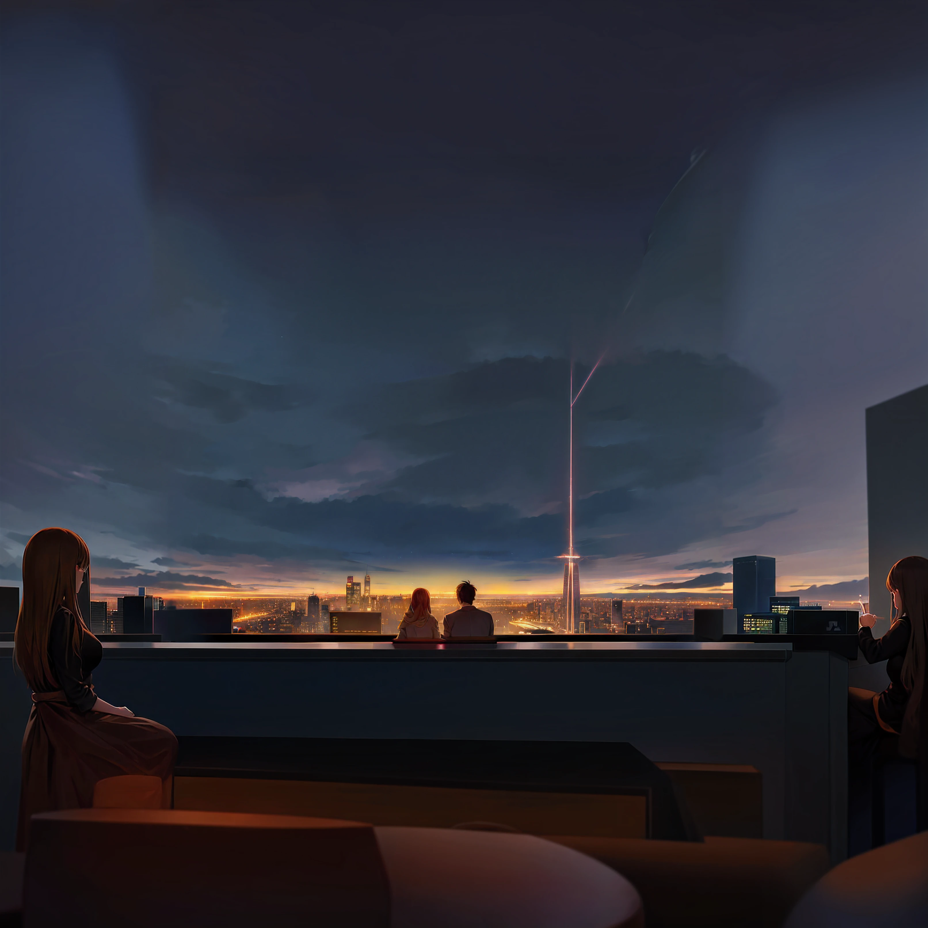 resturant and a city skyline