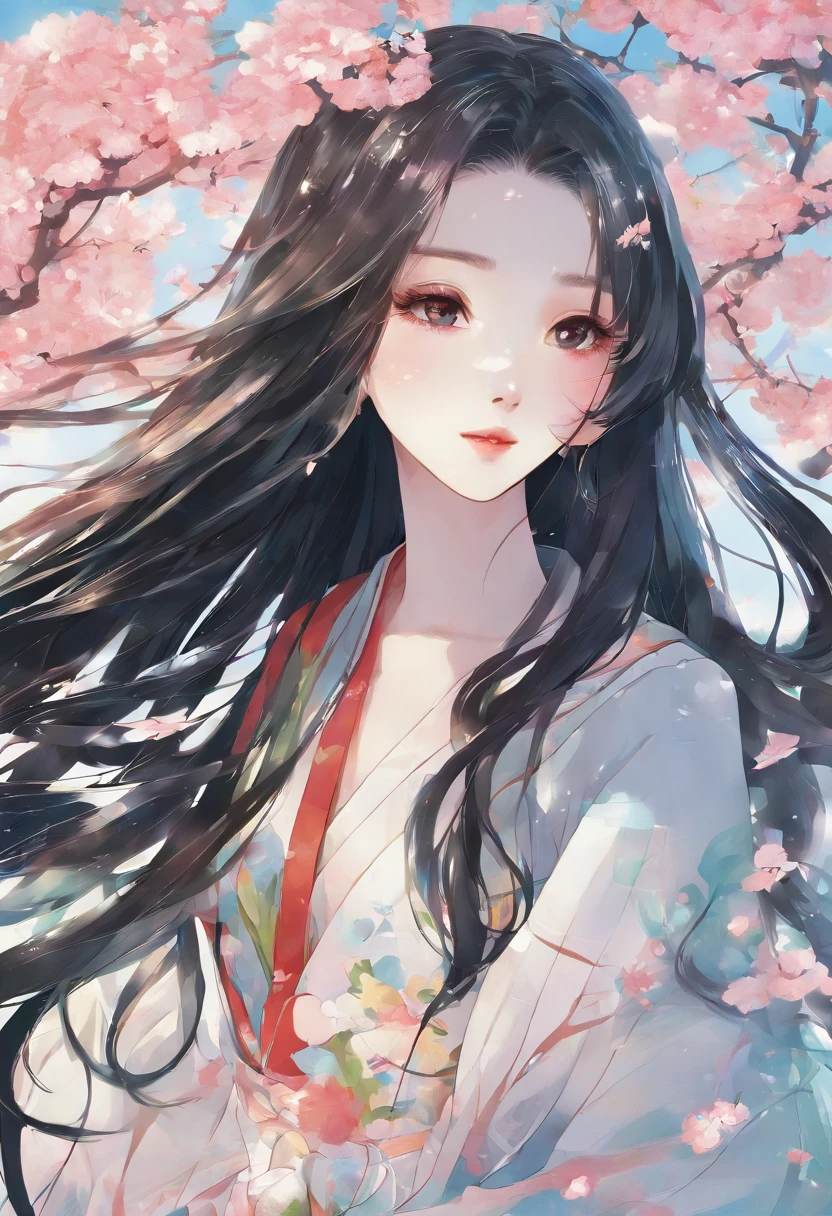 Lin Panxi's long hair fell on her shoulders like a black waterfall, and the slight wind blew her hair, making her hair flutter gently. Her long black hair contrasted with her pale skin, highlighting her nobility and indifference even more.