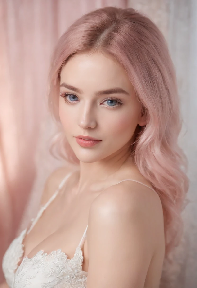 Full body lotion，Lingerie transparent，Incomplete，Spread your legs apart，Slim waist，Bright eyes，浴室，huge tit，Wet a person，Pink hair，Blue eyes，femele，Raised sexy