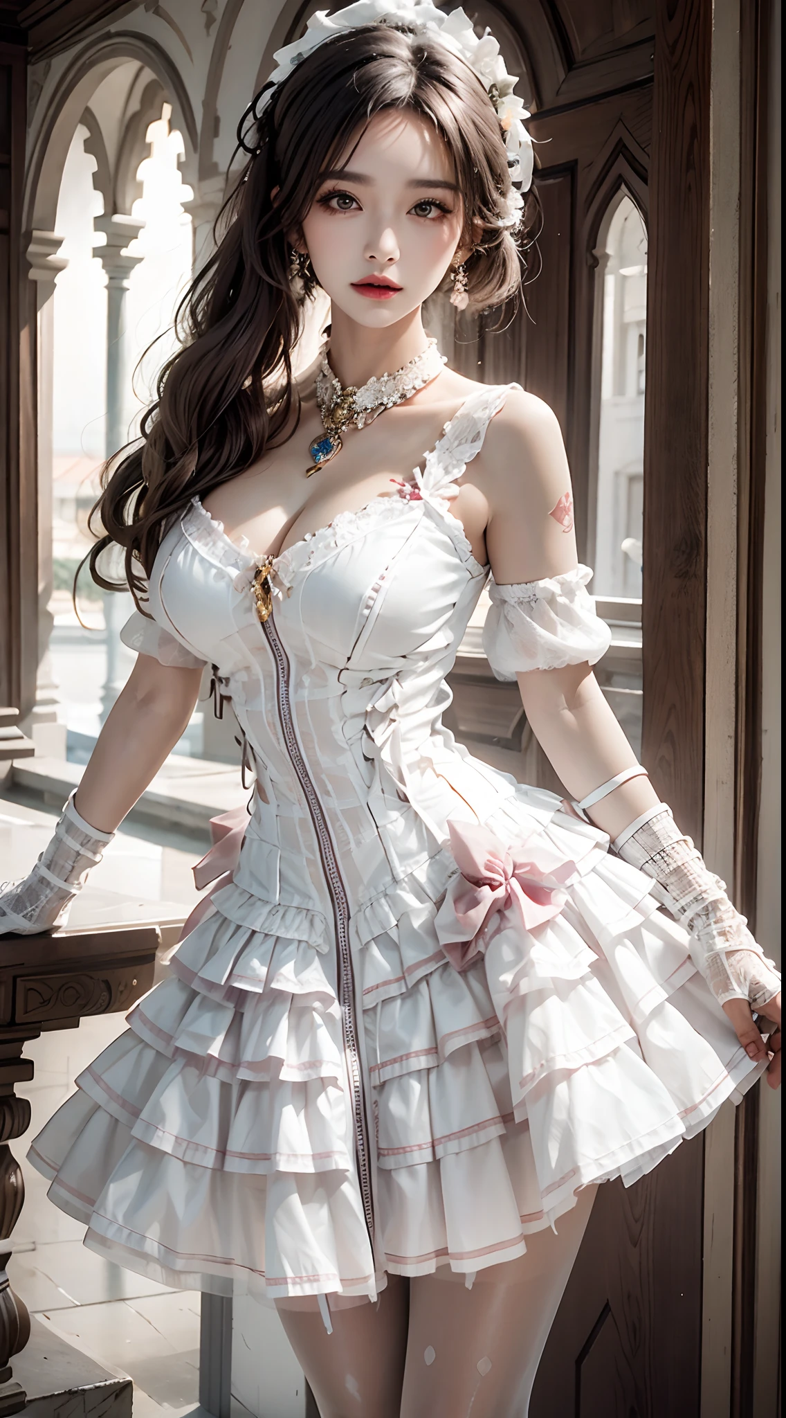 photorealistic, high resolution, soft light,1women, solo, hips up, (detailed face),tattoo, jewelry, cool_dress