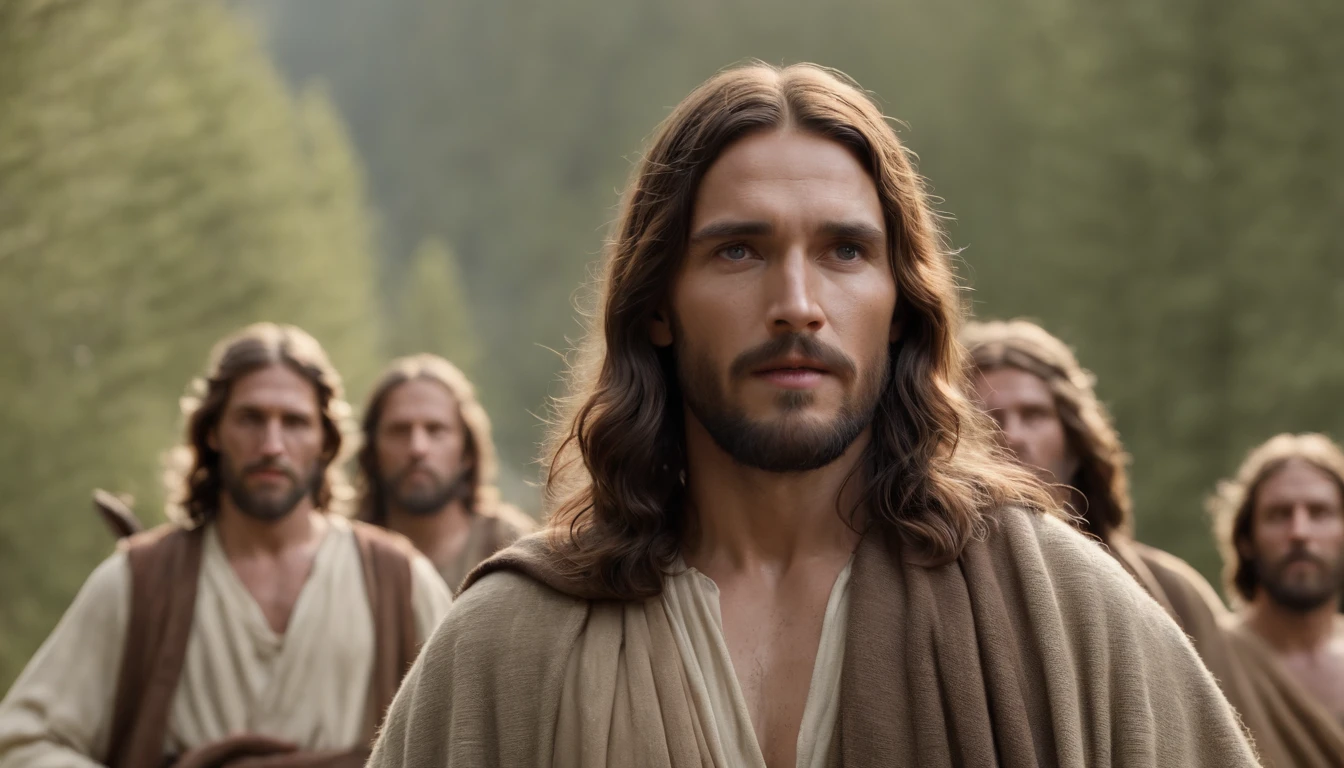 imagem realista, extremely high-resolution, 8k, Jesus and His Brothers in the Wilderness