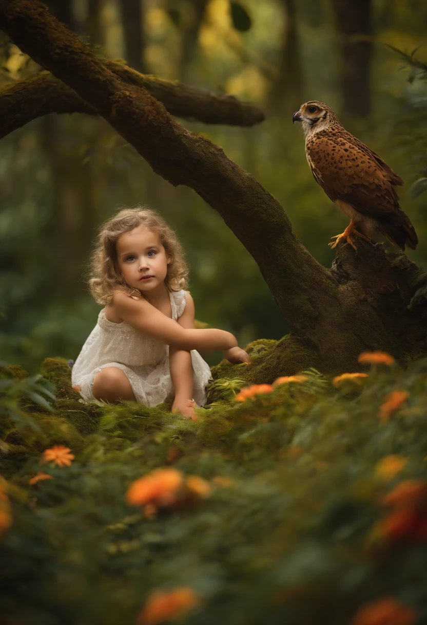 estilo infantil, livro infantil, um coelho, uma raposa, um esquilo e uma coruja, em uma floresta, bonita, alegre, divertida