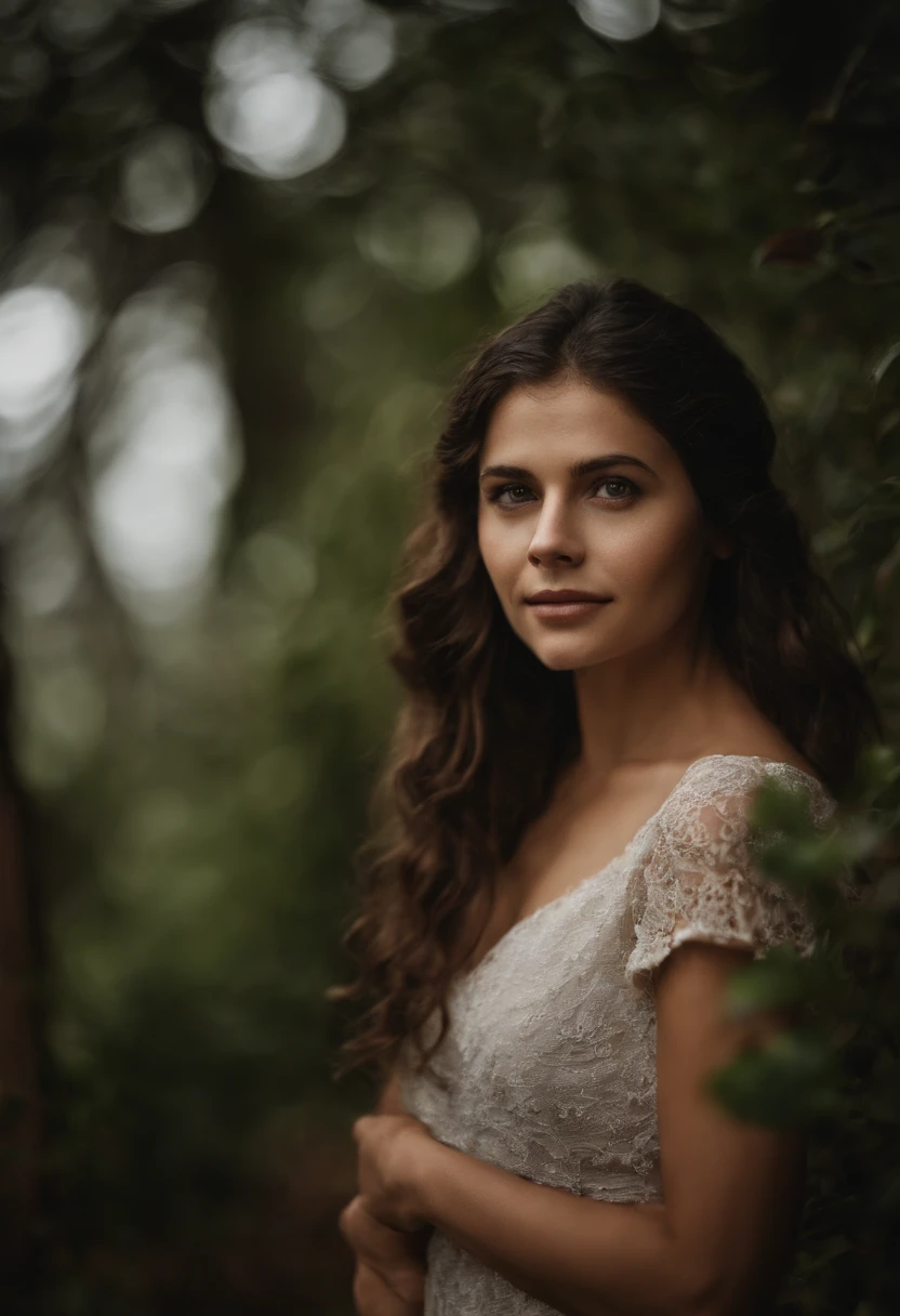 Garota de 17 anos bonita sorrindo com olhos lindos detalhados cabelo longo castanho escuro pele brilhante