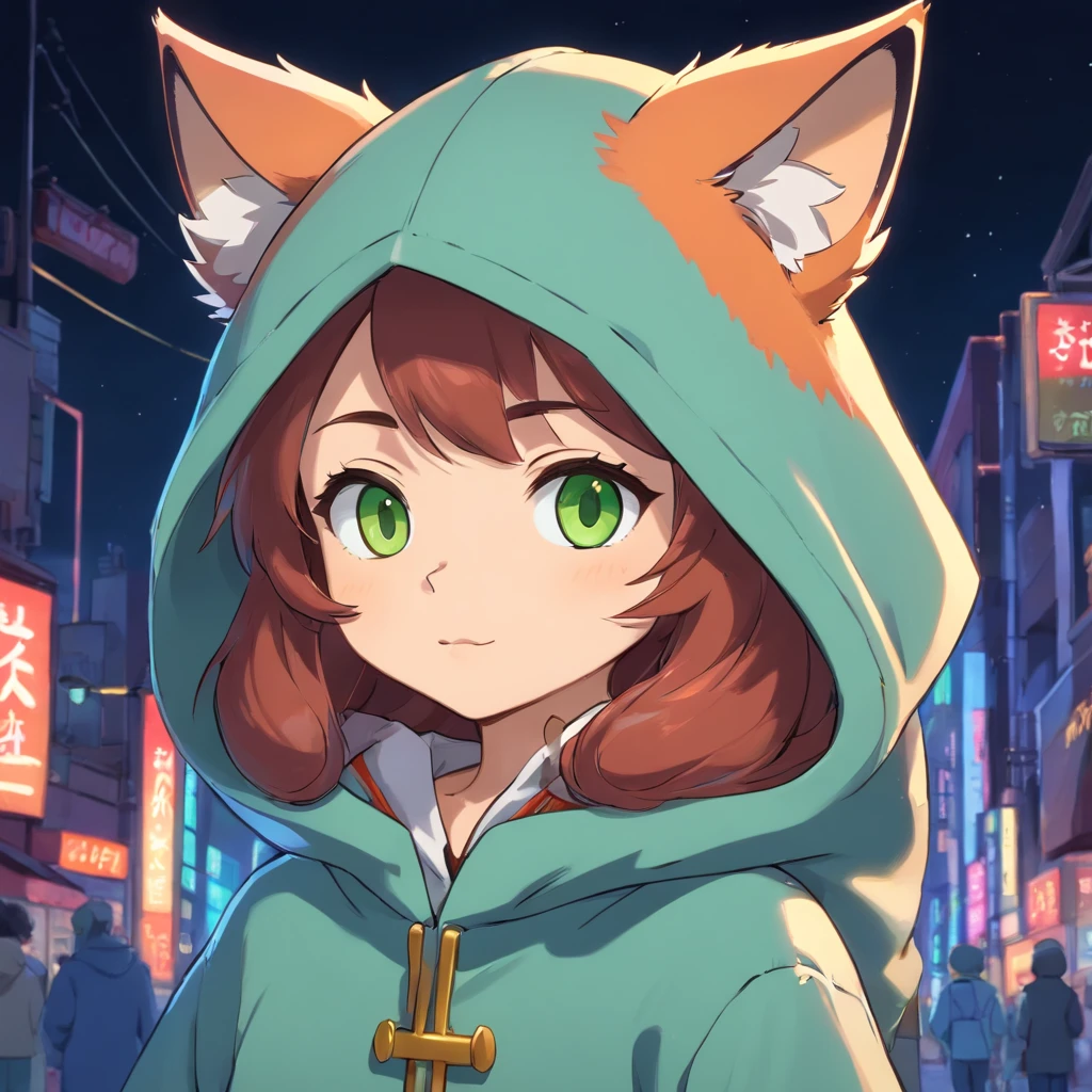 a close up of a cartoon fox with a hoodie on, fox from league of legends chibi,green eyes, art of silverfox, portrait of an anthro fox, an anthropomorphic cyberpunk fox, foxgirl, digital fox, tonic the fox, cute fox, fursona art, falvie, an anthro fox, foxish guy in a lab coat