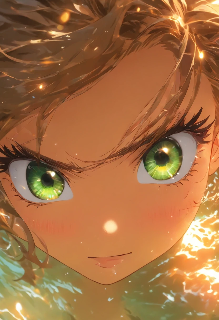 escorzo, Profundidad de campo, Obra maestra, La mejor calidad, 1girl, brown hair, brown eyes, Cabello largo, Submarino, burbuja de aire, solamente, Mirando al espectador, school swimsuit, swimming, Luz solar moteada,((Obra maestra)), ((La mejor calidad)), ((Estilo de perfil de anime)), ((HD 4k |)), ((Personaje femenino)), ((Chica de secundaria)), (( hermoso cuerpo)) , girlish, Rostro femenino, feliz, sonriente, boca abierta, dientes mostrando, labios bien cuidados, ((piel bronceada)), morena, ((Ojos verde claro)), eyelid, alumno, sclera, iris, ceja , lashes, oreja, nariz, ((piel)), ((long brown hair)), ((Efecto Hairlights)), (Camisa de manga larga), (blusa en la parte superior), (una chaqueta escolar), (falda corta), (Malla), Zapatos escolares, ((Efecto de luz en la ropa)), ((Efecto de luz en el cuerpo)), cuello, hombros, (cintura delgada), ((vientre perfecto)), Armas, ((Piernas gruesas)), ((muslo grande)), Historia de fondo, ((andante)), Detalles en medio ambiente, objetos circundantes, ((luci)), Vista del espectador