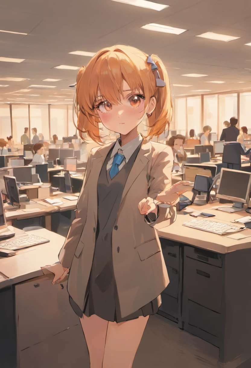 master part, Excelente, (s office: 1.8), Desenho CG com super alto detalhe, Standing, 1 Royal sister, irritado, uma mulher com cabelo bronzeado curto, vestido em camadas, Hands folded at waist, facing the audience, illustration, Panorama Grande Angular