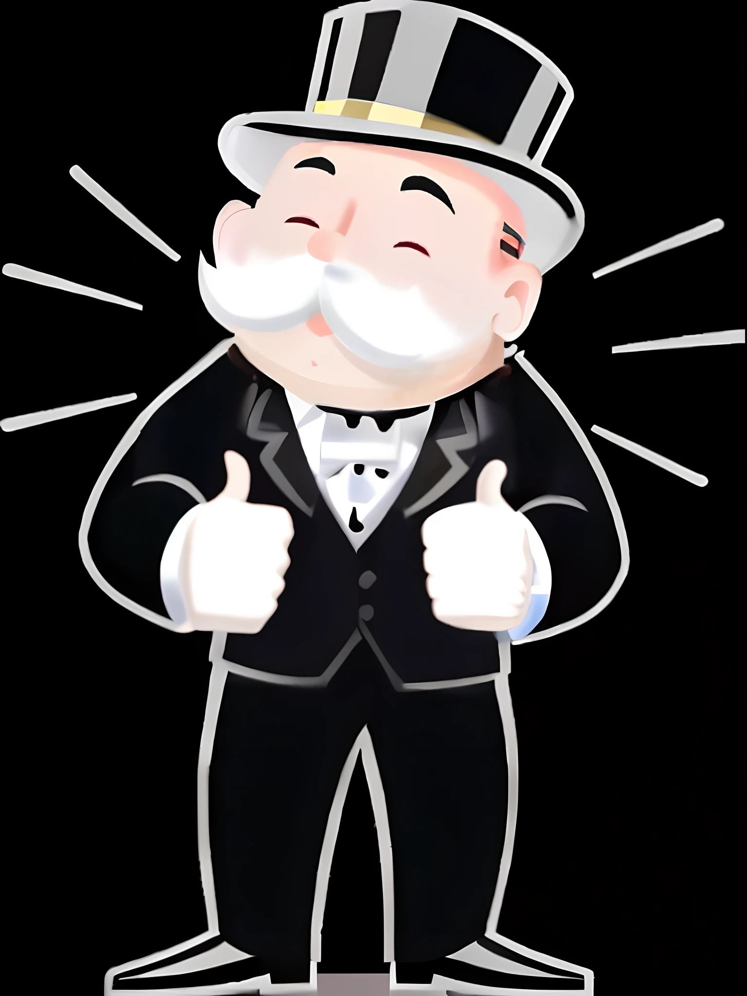 One with a mustache、Wear a top hat、Cartoon man with thumbs up, he is wearing a top hat, Inspired by Dong Jinman, dapper, gentleman, wealthy, telegraph stickers, thumb up, capitalist, king of capitalism, super rich happy pepe, thumb up, wear an elegant mustach, top hat and luxurious moustache