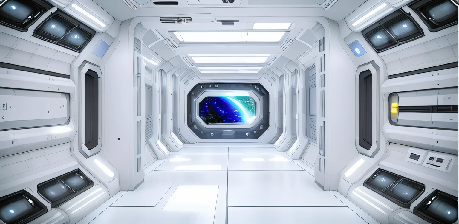 There is a long corridor,There is a TV inside, space station interior, inside a space station, room of a spacecraft, Spaceship corridor background, inside a space ship, background space station, in a space station, inside a space ship, inside a space ship, high tech space ship interior, space station, spaceship hallway, on a space station, detailed spaceship interior, sci - fi interior