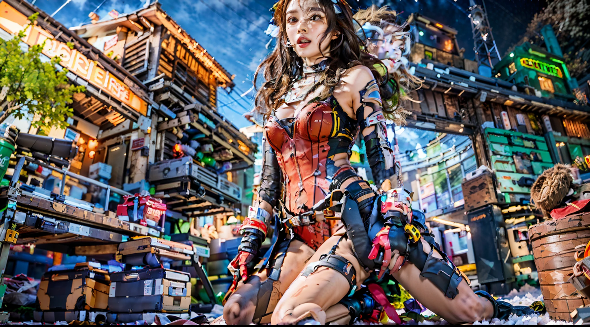 In a very grand scene,The extra-large wide-angle lens captures the appearance of a female centaur。She is tall,It has the ultimate curvy beauty,The muscles are slender and firm,Beautiful lines。Her facial features are tough and coquettish,Always with a sunny smile。She wears special tight-fitting equipment with a strong sense of technology,Step on multifunctional off-road style heels,Delicate and practical protective gear is worn on the hands, feet, wrists, neck and shoulders。The detection equipment around you flashes various cue lights and neon-like information screens,Let her exude a charming brilliance。Use Midjourney's advanced tools,Design special tight-fitting equipment for female centaurs,Highlight her unique physiological characteristics and appearance details,Add realism。And in her adventure scene,Spectacular views of nature,Such as the sky where storms and sunny days alternate、Brilliant rivers of stars and auroras、The snow-capped summit of Mount Everest、Fireworks in the mountain town, etc。ao mesmo tempo,Away from the hustle and bustle of Long Beach Pier is a neon-lit spaceship docked,Create a fantastic scene。Use Midjourney's advanced tools and multiple color palettes、Brush Strokes、Texture tools and model packages,It shows a sense of atmosphere where beauty and charm coexist。The charm of the female centaur is highlighted through color and lines,Enhance realism with detailing,Create a surreal dreamy feeling。Additionally,Use Midjourney's tools to add a variety of extreme sports gear and cultural trinkets to the female centaur,Create intricate hairstyles and outfits,Give her a sense of premium。She never flinches,Regardless of the terrain,can respond quickly,Even the extreme geography and dangerous terrain of aliens cannot stop her。Use Midjourney's powerful tools,You can do it with incredible detail and beauty,Bring this ultra-grand and beautiful scene to life。Ultra-grand scenes,super wide shot, hdr,(真实感,Masterpiece quality,best qualtiy),