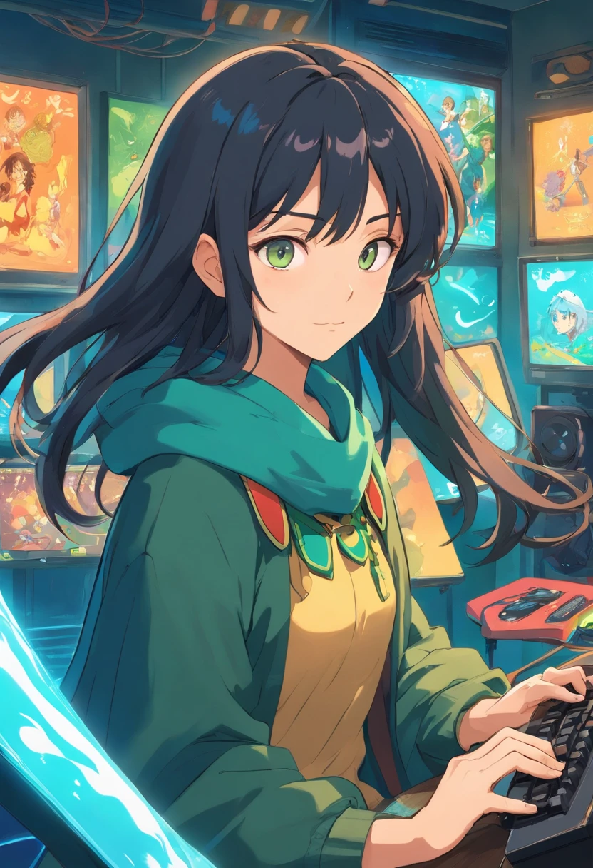 homen de pele negra como cabelo crespo e olhos escuros, com o rosto meio de lado usando fone de ouvido, com roupa de jogador de equpe de esports, e duas luzes predominante um verde e um azul
