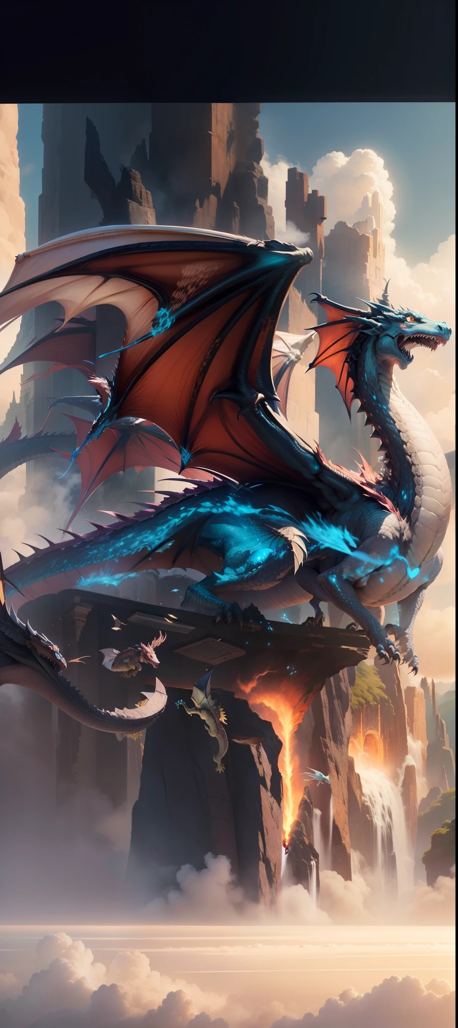 Dragons fly through the air