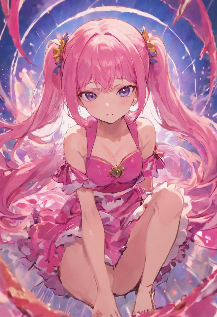 tmasterpiece,HighestQuali,anime - style image of a woman in a pink outfit sitting in a chair, cushart krenz key art feminine, splash art anime loli, from the azur lane videogame, shalltear bloodfallen, portrait of magical girl, azur lane style, official artwork, detailed key anime art, shalltear from overlord, candy girl