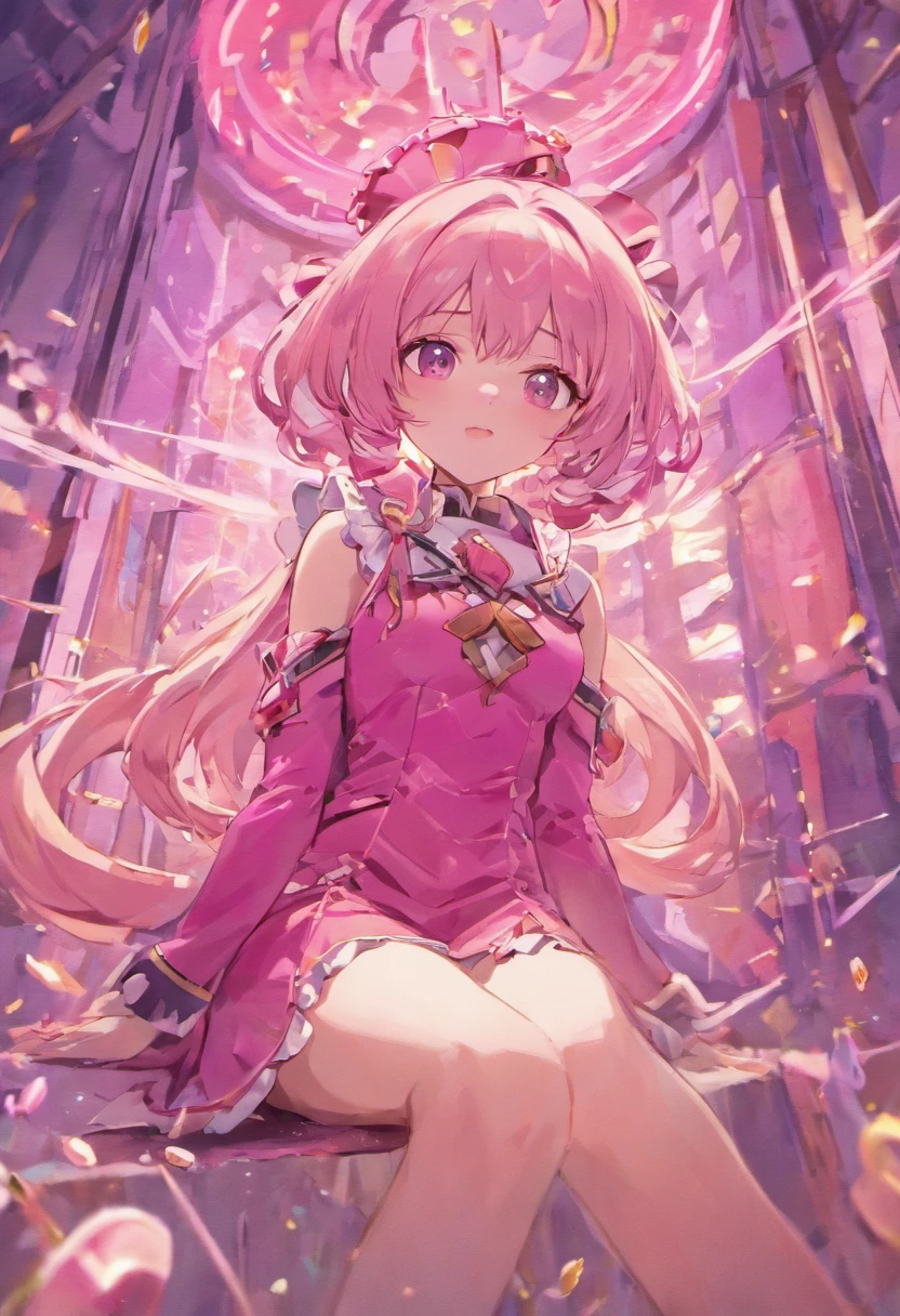 tmasterpiece,HighestQuali,anime - style image of a woman in a pink outfit sitting in a chair, cushart krenz key art feminine, splash art anime loli, from the azur lane videogame, shalltear bloodfallen, portrait of magical girl, azur lane style, official artwork, detailed key anime art, shalltear from overlord, candy girl