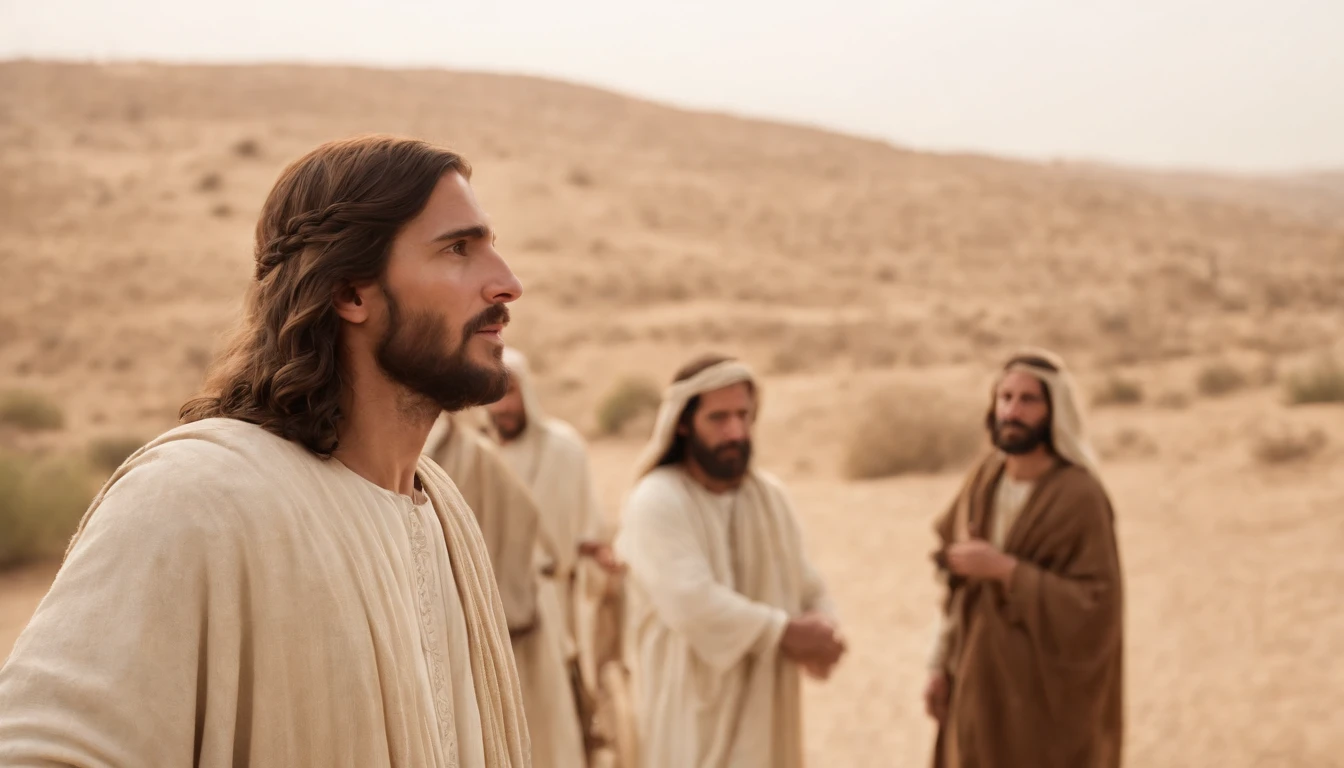 Jesus and His Disciples, In the desert near the city of Jerusalem, of the time of Christ