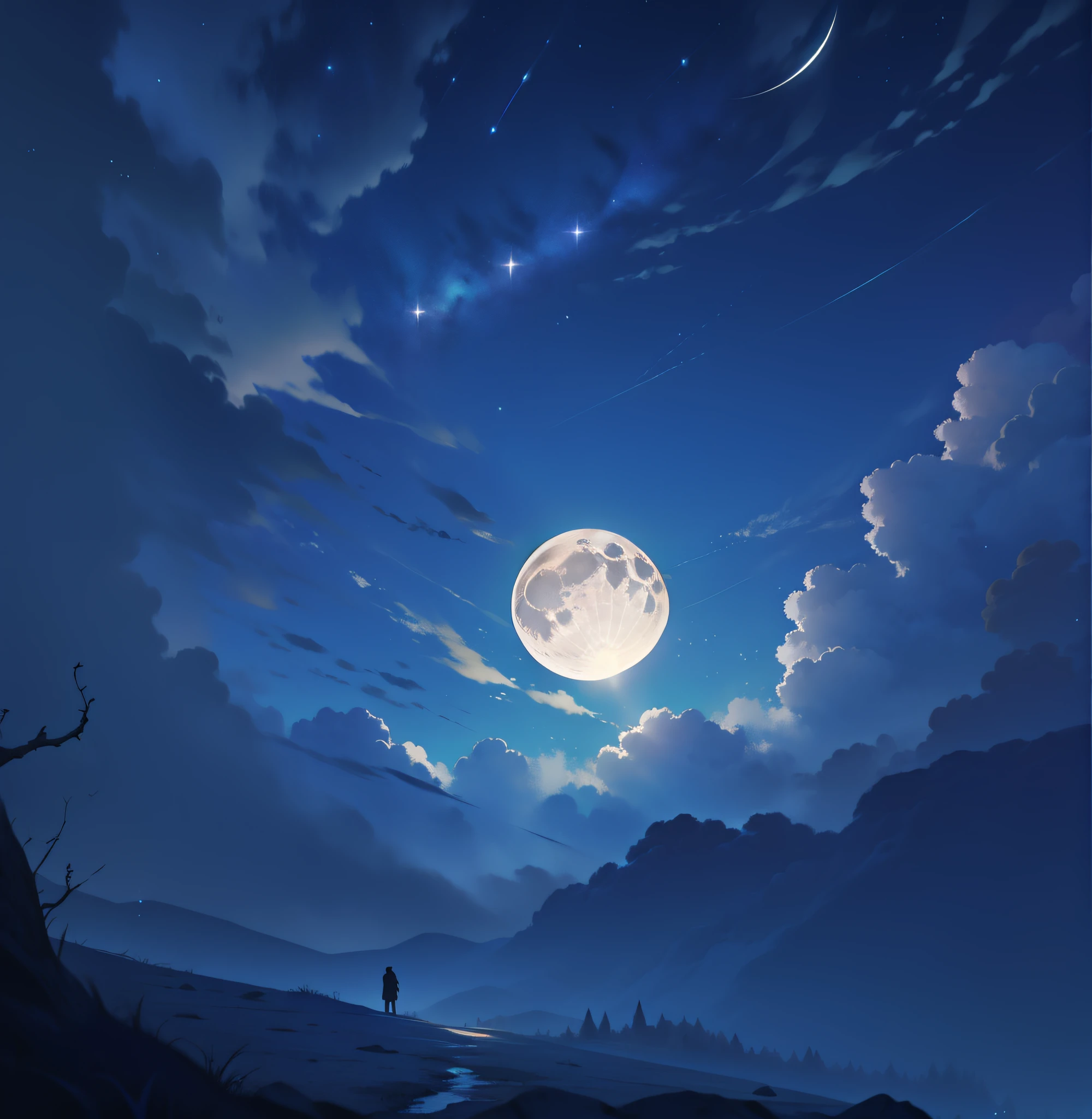 the night,themoon,There is starlight,Empty,broad