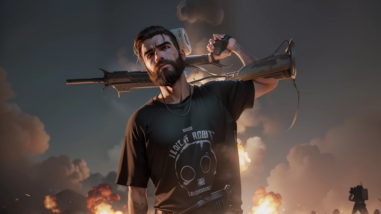 Background pubg, handsome beard guy
