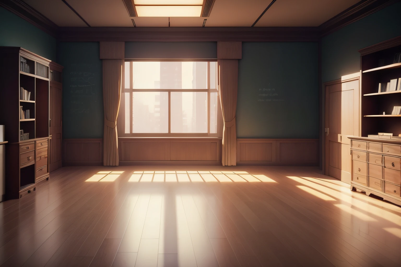 there is a desk in a room with a book shelf, personal room background, background(solid), classroom background, office background, interior background, corner office background, interior background art, style of madhouse studio anime, background bar, random background scene, backroom background, studio background, stage background, blank background, ballroom background, counter, anime background art, basic background