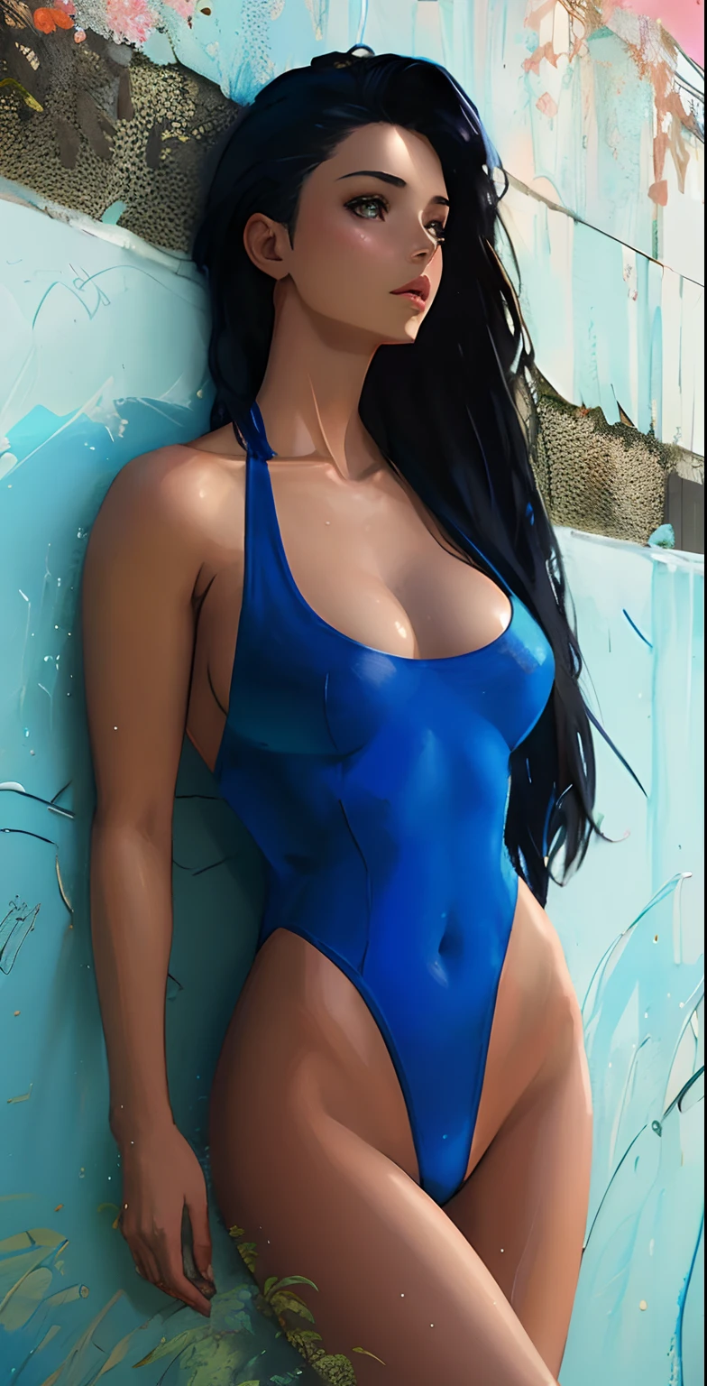 Beautiful anime painting of lady. boy and girds beautiful fase and full body Summer Day, by Tim Okamura, Victor Nizovtsev, Greg Rutkowski, Noah Bradley. trending on artstation, 8k, masterpiece, graffiti painting, fine details, full of color, intricate details, golden ratio illustration,,boys and girds, A woman in a blue swimsuit leaning against a wall, cuerpo azul, Bikini azul, wet swimsuit, vannessa ives, hermoso cuerpo, cuerpo sexy, Disparo de cuerpo cerrado, sexy girl, cuerpo perfecto, hermosa dama, gran cuerpo, is wearing a swimsuit, Sexy cuerpo caliente, Mujer preciosa, Cuerpo atractivo, swimsuit model, Vestimenta ajustada, Linda chica con traje sin mangas