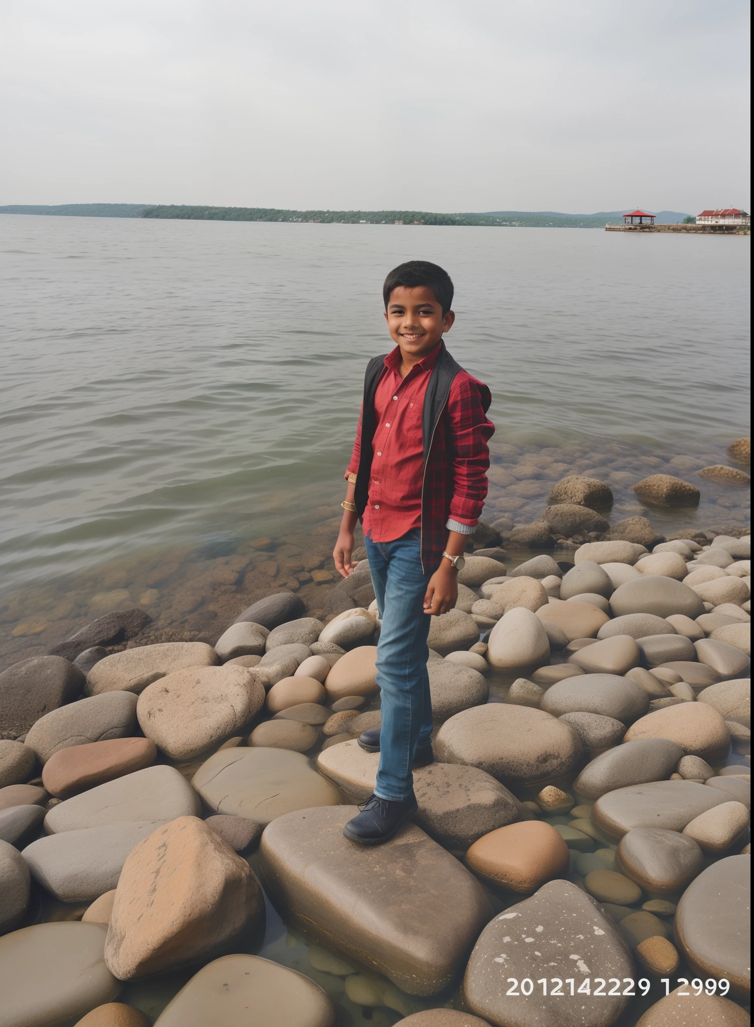 full length image of Indian 10-year-old boy wearing shorts and shirt
