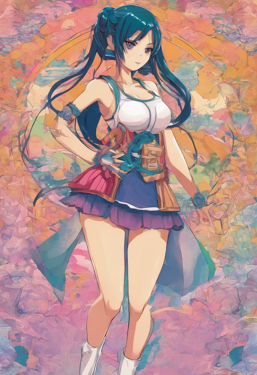 um desenho de uma mulher em uma saia com um top em, Nico Robin, high quality colored sketch,