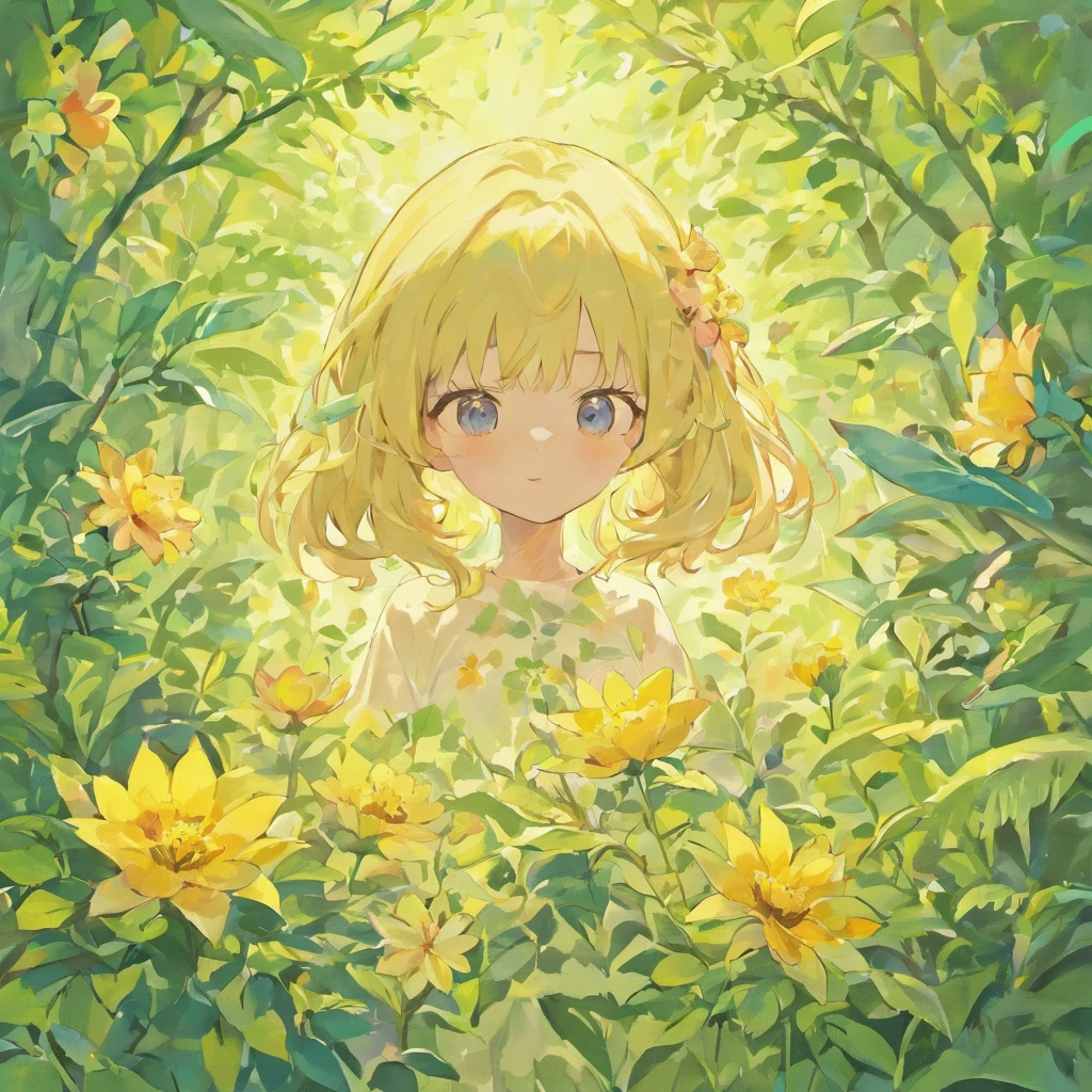 cute, naked, nude, flat chest, young, happy, sunny, flowers