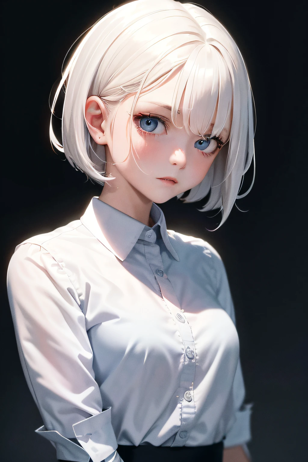 Masterpiece,Best quality,1girll,Upper body,White hair,Bright eyes,Shirts,
