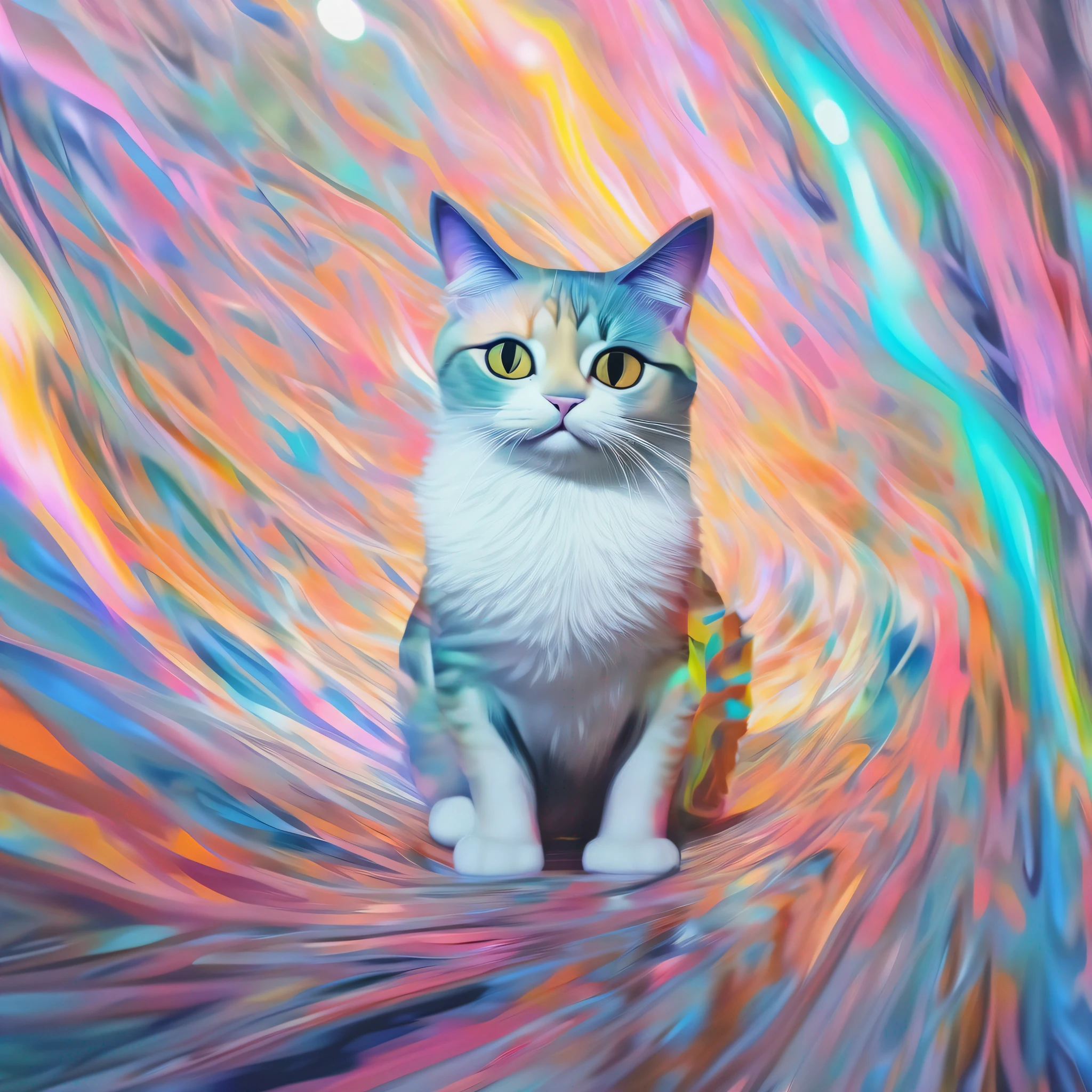 Sea Art's AI-generated painting is a fascinating image of an NFT hologram meme of a cat, que ilustra a cultura popular e a tecnologia de ponta. Nessa obra de arte, Creativity and artificial intelligence combine to create an exciting visual experience.
The NFT hologram meme of a cat is made up of a set of distorted and colorful images that merge to create a single image. The constant movement of the images creates a sense of dynamism and unpredictability, while the vibrant colors evoke a sense of energy and vitality.
The character of the meme is the main focus of the hologram, with his exaggerated and funny expression. Uma Gata engracada. She is depicted with a party hat and a pair of sunglasses, o que acrescenta um toque de humor ao holograma. Its cartoonish and distorted appearance is so captivating that it is impossible not to feel attracted to the image.
Os detalhes da pintura, like the texture of the party hat and the glow of sunglasses, show the technical skill of Sea Art's AI. The combination of popular culture elements with cutting-edge technology makes this painting truly unique.
This holographic image of a cat, um meme NFT, offers a new dimension to our understanding of technology and popular culture.. It reminds us that technology can be used to create and convey ideas and emotions in a completely new way. Ao contemplar essa obra de arte, We are invited to reflect on the creative intersection between popular culture and technology, e imaginar o que o futuro pode trazer;.