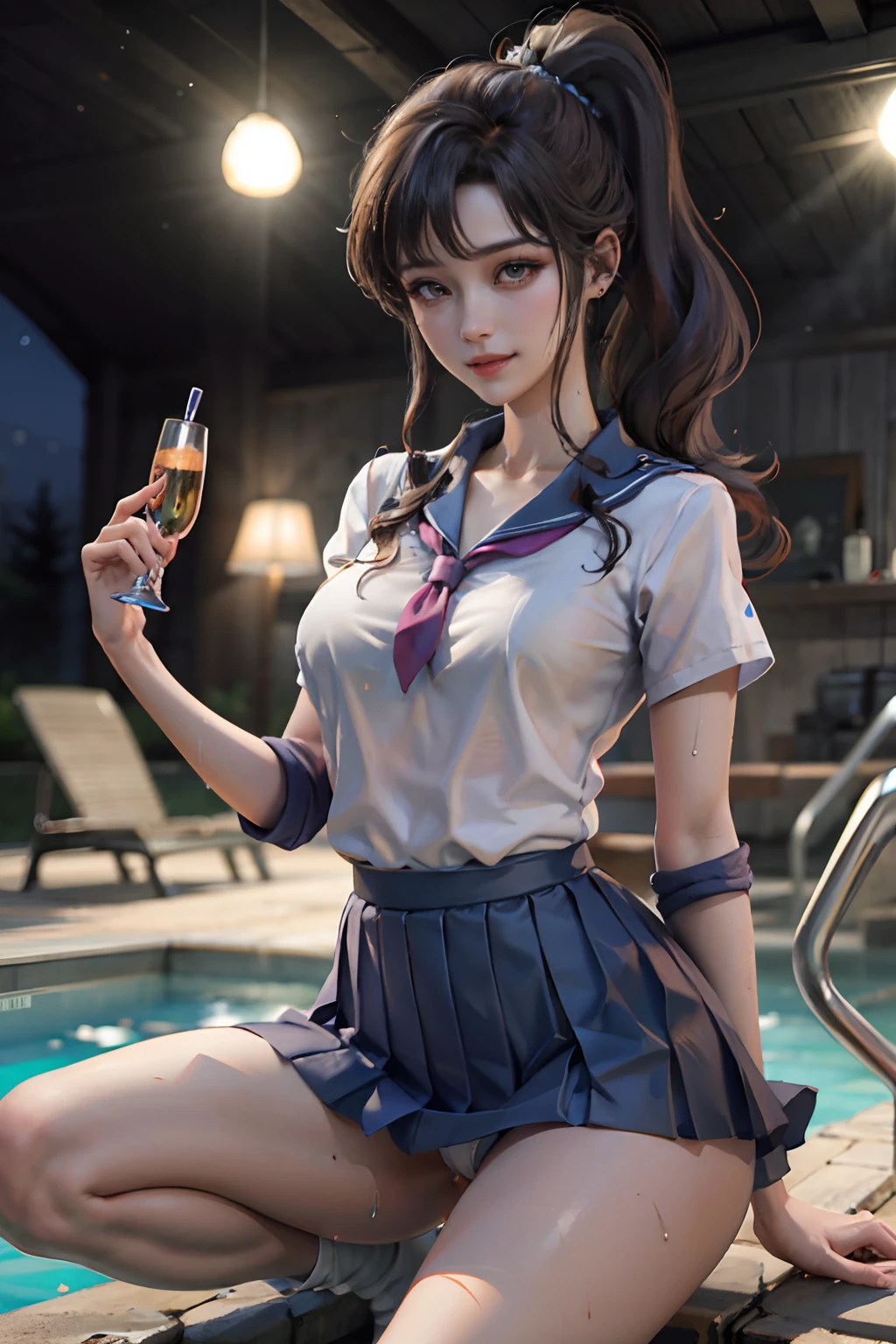 Real Images、(​masterpiece:1.2、top-quality)、Lady 1、独奏、Poolside in summer、Stand kneeling、Ultra mini skirt、Light blue skirt、Open her legs,full open legs,White panty、Wet and dripping white shorts、sexy underwear、skirts that are too short、Physical education sitting、M-shaped legs、Beautiful calves、Beautiful ponytail、Beautiful、Beautiful udder、Beautiful camel toe、Beautiful waki、sexy smiling、Open legs,summer clothing、shortsleeves、?????、reach、３When the moon、Cabin Crew、Open legs,poneyTail、校服、Cleaning up after ???、a miniskirt、White panty、camel's toe、Planes、Pink blouse、Services for passengers、water dripping、Wet、Provision of safety instructions、Response to emergencies、bangss、(Glossy skin:1.15)、
