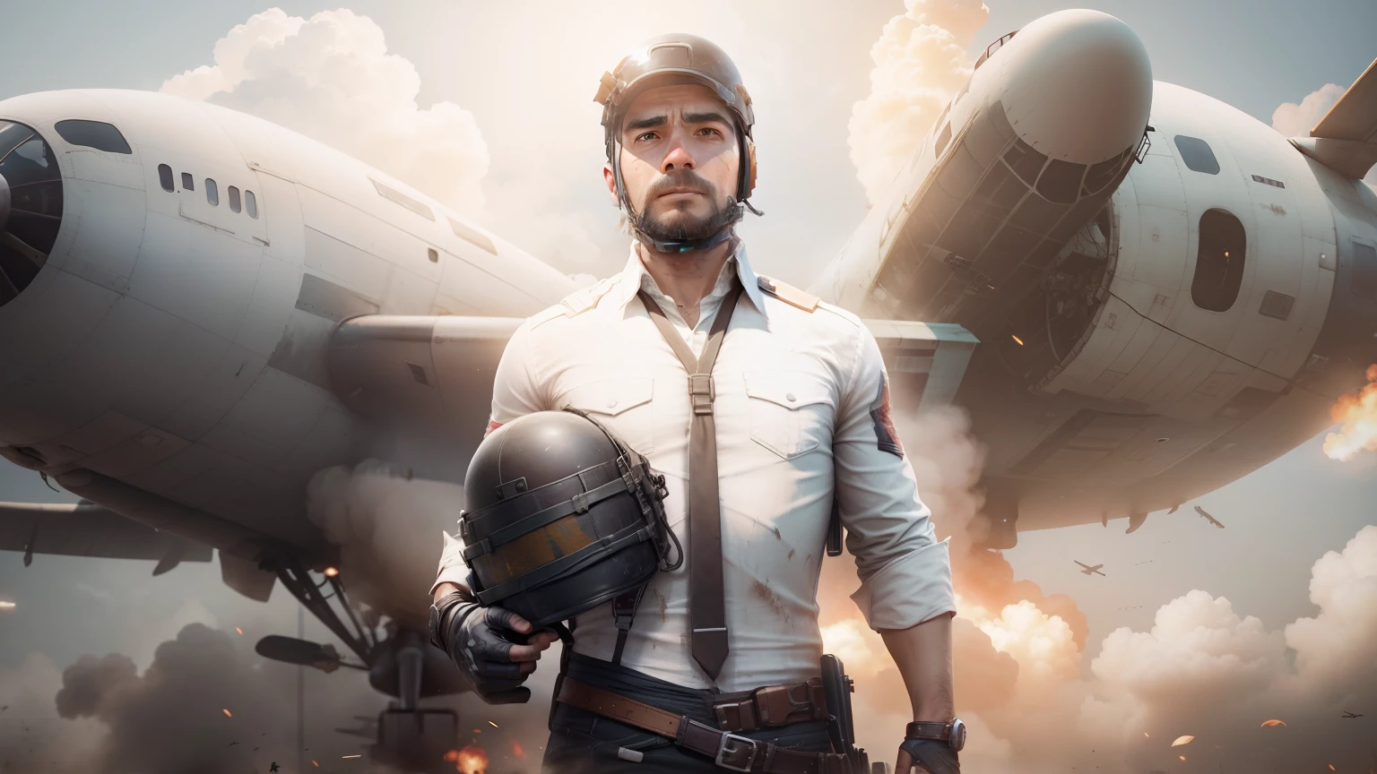 Background PUBG, aeroplane in the sky, similar face