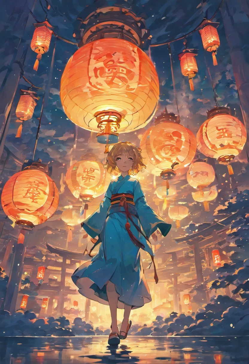 Floating lights, cinematic light and reflections, Glowing lights, Intermediate metaverse elements，Digital painting, glowing reflections, 4 MOON CAKE, Pondering, Floating lanterns, calm evening, Digital illustration, beautiful ambiance, Sky lights at night, serene evening atmosphere, Floating lanterns, (Kongming Lantern), the night, themoon, game scenes, Ancient Chinese palaces are located above the clouds, surrounded by cloud, Homem-Imponente, glazed tiles, BUDDHA STATUE, gorgeous color, In the foreground are three arches((Color ink)), ( (Splash ink ) ),  ((Splash ink) ink})), tmasterpiece, high qulity, Beautiful graphics, high detal