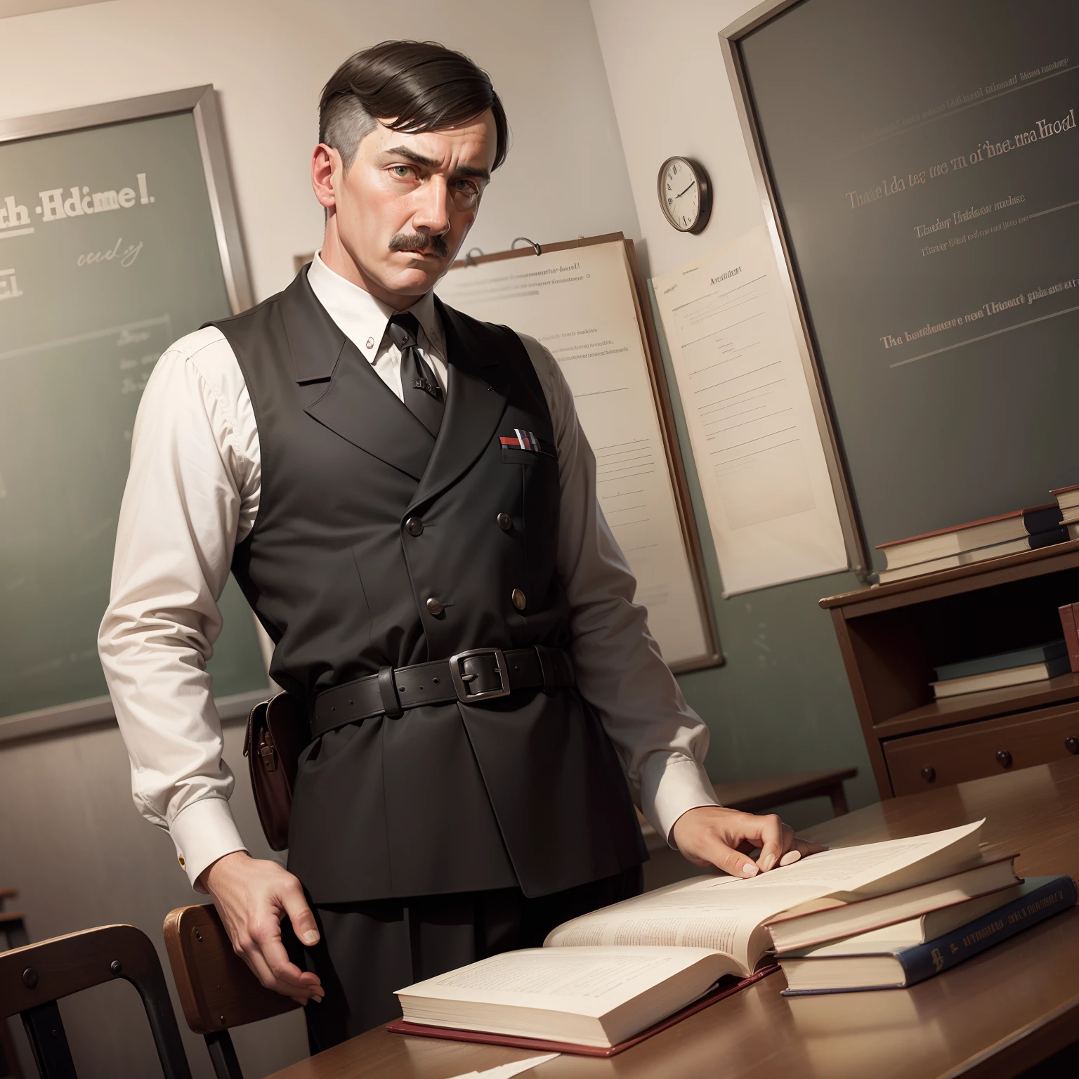 Adolf Hitler the teacher, school, book in hand