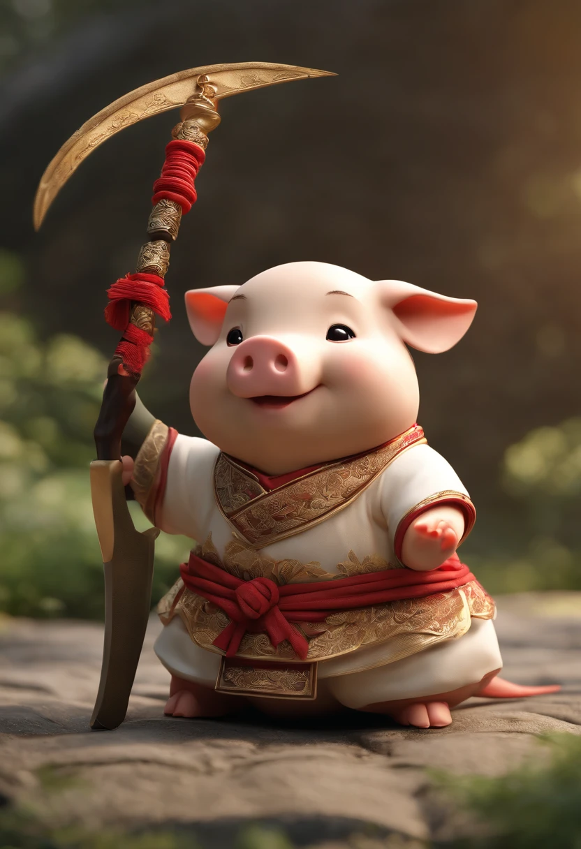 :A cute pig dressed in a traditionamale silk dress, wearing boots on his feet
holding a traditional Chinese cold
weapon,dynamic pose, traditional Chinese dresstraditional Chinese cold weapon, knife, swordlong lance, folding fan, blind box toy, delicate
features, whole body,full shot , front, soft graduachange, delicate luster, clay material,Light andshadow,3D art,C4D,blender,OC
rendererextremely detailed details,Disnev
characterPixar character,16k,--ar 2:3 --S 400 --
stvle expressive
SD:Large model revAnimated
Lora:blindbox 0.5
The redraw amplitude does not exceed 0.3