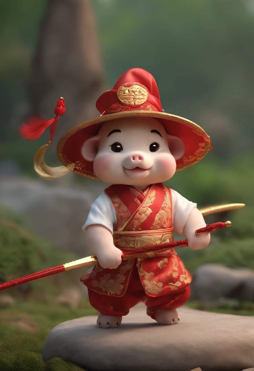 :A cute pig dressed in a traditionamale silk dress, wearing boots on his feet
holding a traditional Chinese cold
weapon,dynamic pose, traditional Chinese dresstraditional Chinese cold weapon, knife, swordlong lance, folding fan, blind box toy, delicate
features, whole body,full shot , front, soft graduachange, delicate luster, clay material,Light andshadow,3D art,C4D,blender,OC
rendererextremely detailed details,Disnev
characterPixar character,16k,--ar 2:3 --S 400 --
stvle expressive
SD:Large model revAnimated
Lora:blindbox 0.5
The redraw amplitude does not exceed 0.3