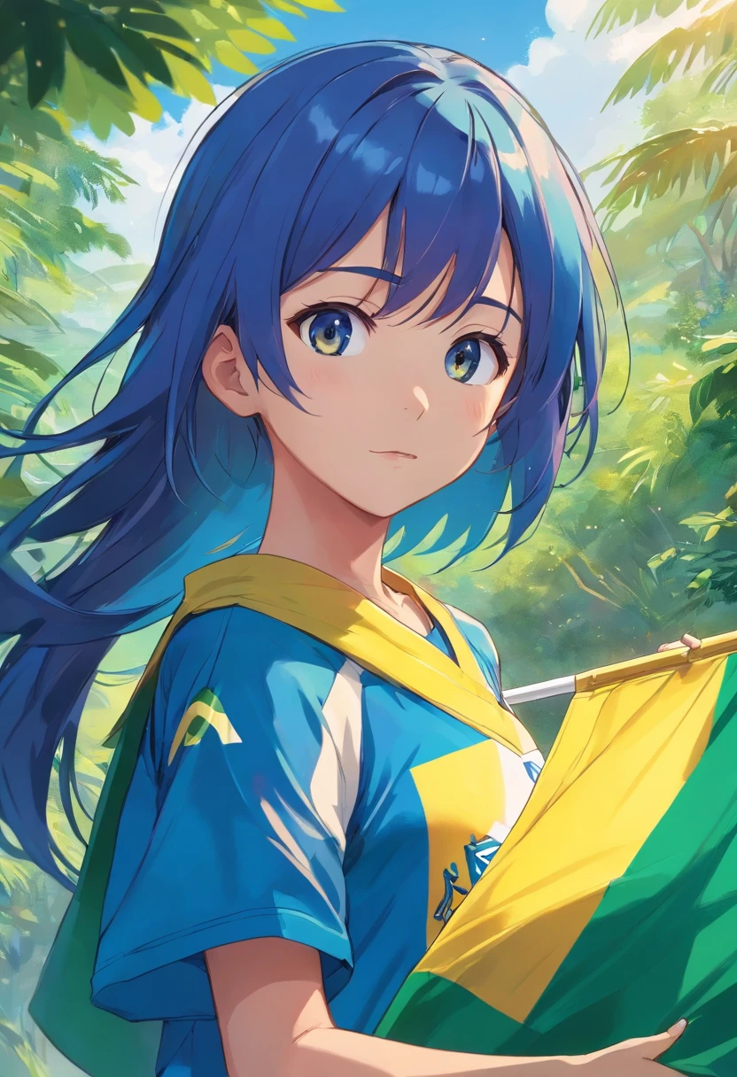 Menino e menina, Bandeira do Brazil, Blue circle, faixa amarela, capa de livro, childrens, Brasil, Brasil, futeBol, camisa do Brasil. Amazon Rainforest, arara azul. BRAZÃO Brazilian National Team.