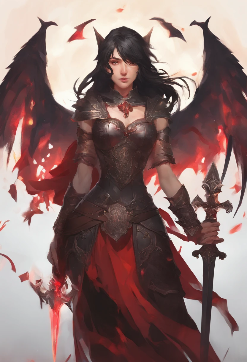 Black-Haired Female, Red Glowing Eyes, Face Focus, Character Profile Picture, Avatar, Iron Armor, fantasy RPG, detailed armor, intricate details, digital painting, artstation, concept art, smooth, sharp focus, illustration, by Greg Rutkowski, Atey Ghailan, Jeremy Mann, Antonio Moro, trending on ArtStation, mucha, artgerm, wlop, trending on CGSociety, volumetric lighting, dramatic lighting.