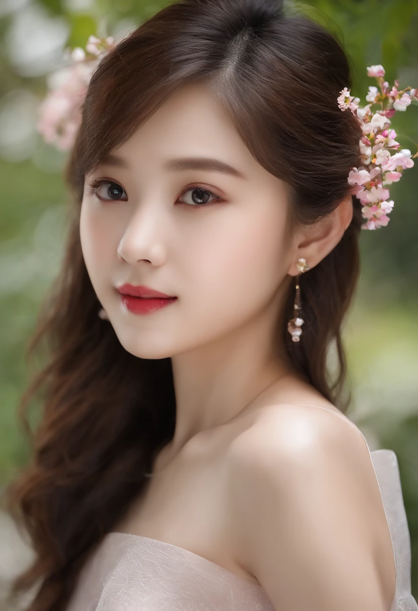 posterior view, (Flat chest), skin indentation, (), Fashionable beautiful girl, Gentle and attractive Chinese beautiful girl, 10 years oldexy collarbone, charming oval face, Double eyelids, Smart Peach Blossom Eyes, Pink lips, Small nose, Bare shoulders, focus onface, close-up face, hyper HD, hyperdefined, Full body photo, Ultra-thin light transmission, sweet and playful upper body, See-through