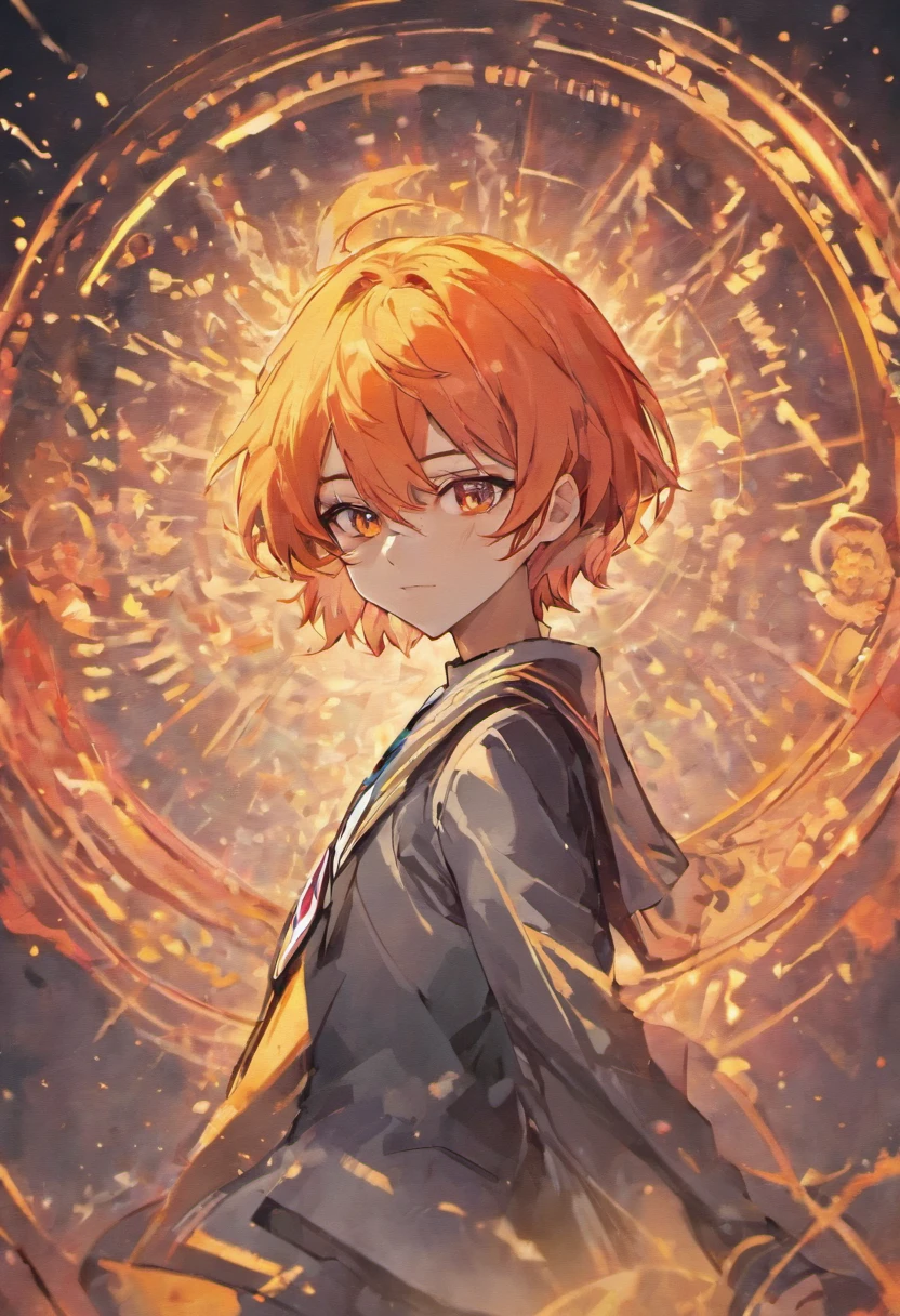"Chuuya Nakahara From Bungou Stray Dogs as a Sailor scout with Unique Elements from Chuuya incorporated,keep the Character male , give long orange hair and Give him a Gray ,Black , white and red color scheme