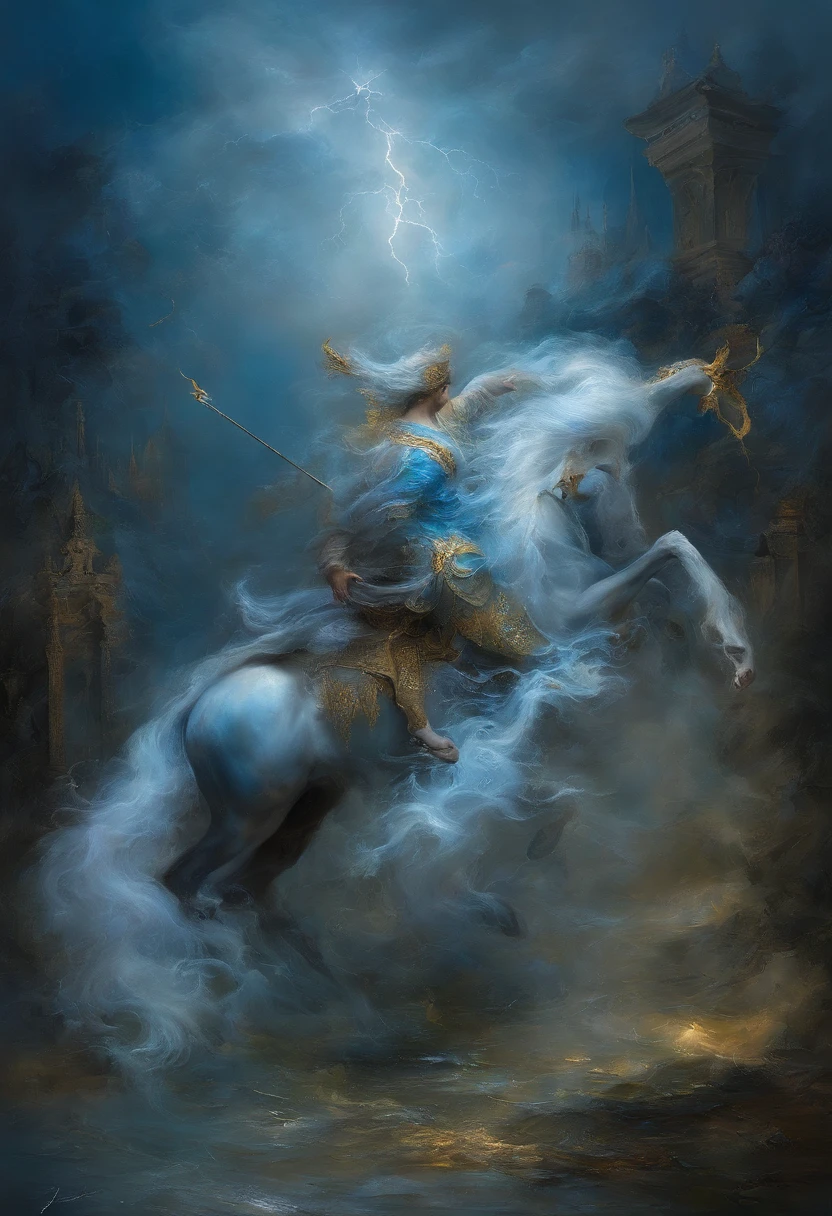 (Legendary artwork),(Running unicorns),Blue-black body,fluorescence,rendering by octane:1.5,in a cloud,Faraway view,Ultra-clear image quality,No characters,(Cloud effects:1.5),(Lightning effects:1.5),(Water vapor effect:1.5),super detailing,8K,official works