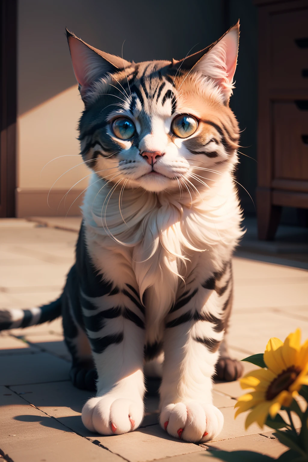 arte em papel,There is a blue-eyed cat surrounded by flowers, Arte digital altamente detalhada em 4k, arte digital detalhada bonito, Arte digital detalhada em 4k, pintura detalhada 4K, Arte bonita UHD 4K, Beeple e Jeremias Ketner, bela arte digital, intrincada pintura digital, gato detalhado, lindo arte digital, Arte 3D digital detalhada, arte digital altamente detalhada